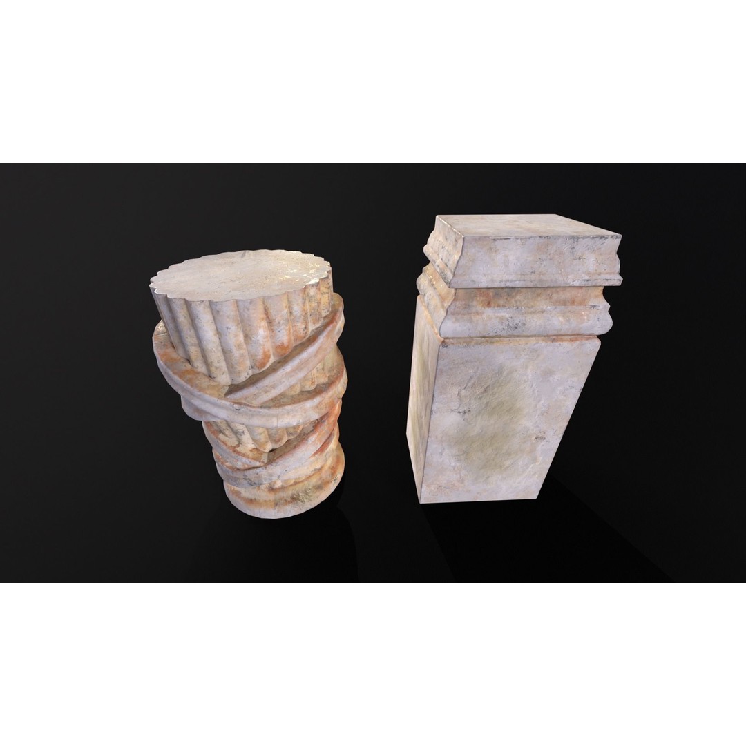 Marble Floral Garden Decoration 3D Model – Low Poly PBR Asset, FBX, OBJ - View 17