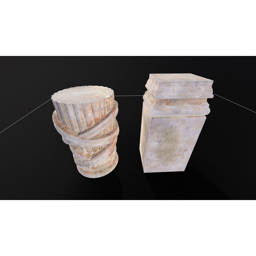 Marble Floral Garden Decoration 3D Model – Low Poly PBR Asset, FBX, OBJ - View 18