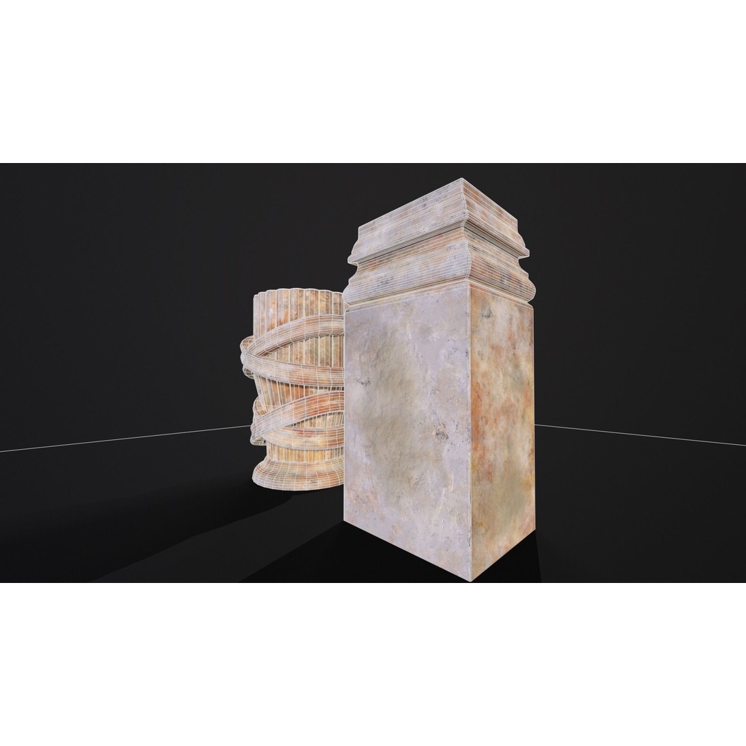 Marble Floral Garden Decoration 3D Model – Low Poly PBR Asset, FBX, OBJ - View 20
