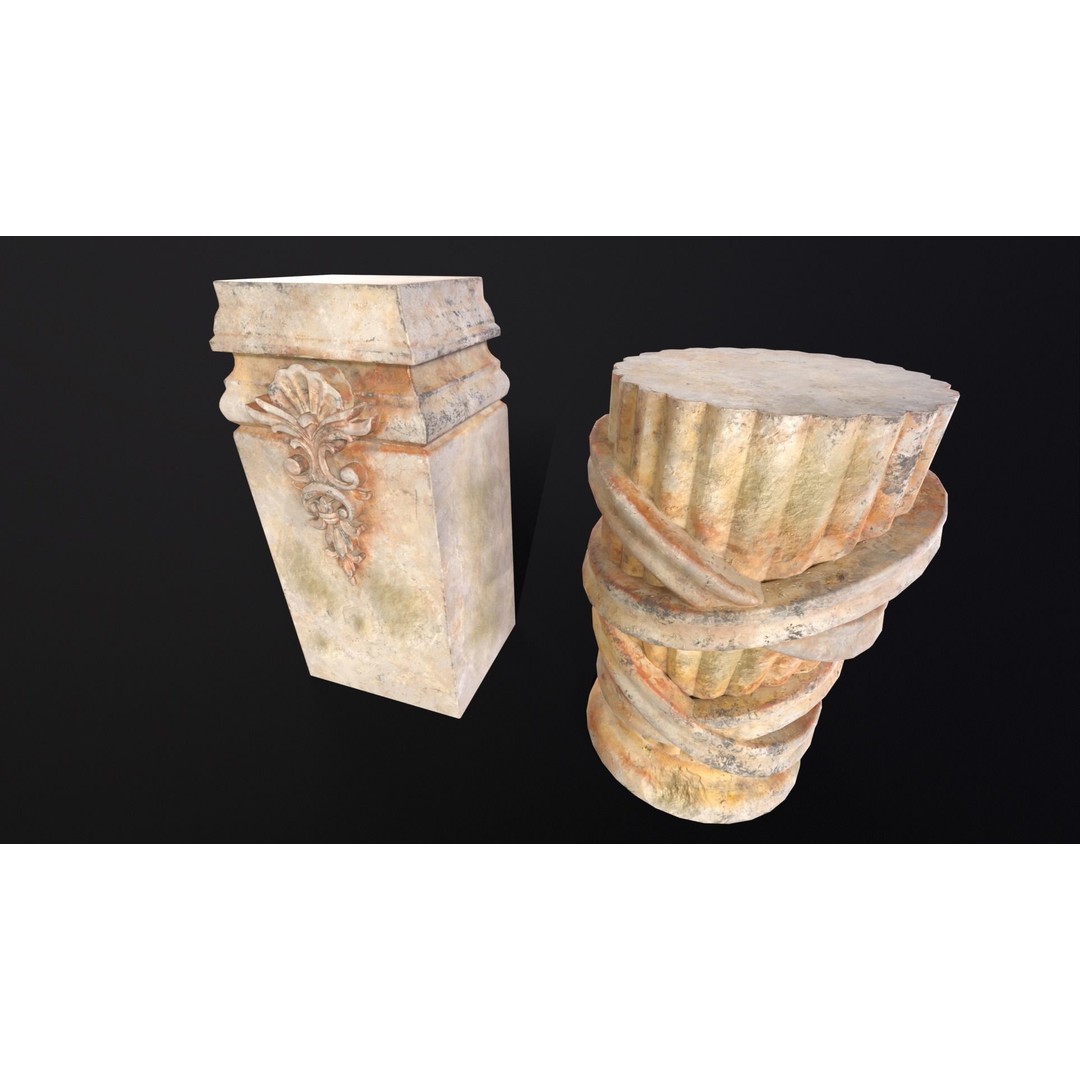Marble Floral Garden Decoration 3D Model – Low Poly PBR Asset, FBX, OBJ - View 7