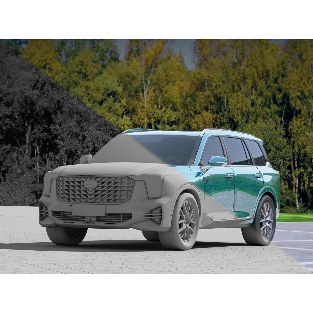 Trumpchi GS8 3D Model – Luxury SUV with Unique Grille Designs, FBX, OBJ - View 3