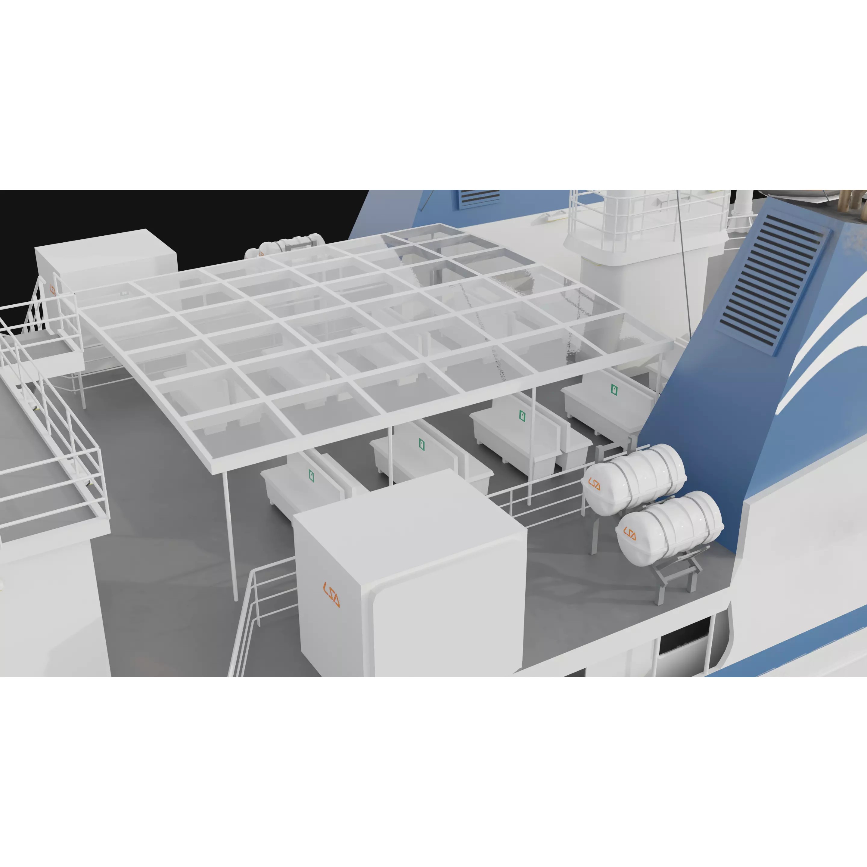 Passenger Ro-Ro Cargo Ship - Low-Poly Game-Ready 3D Model - View 10