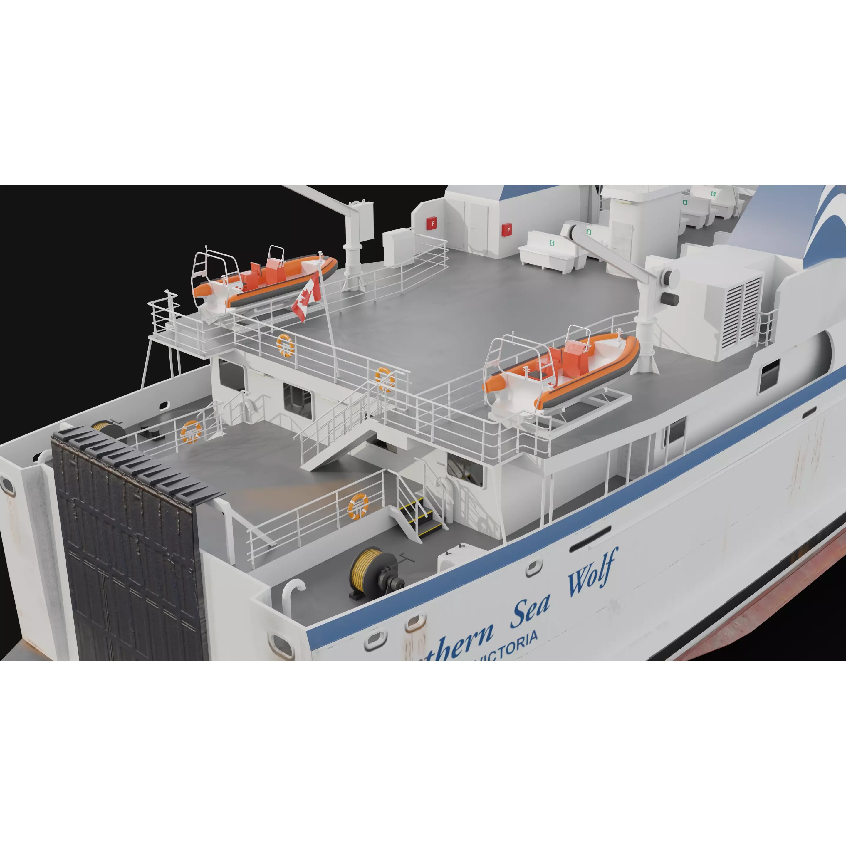 Passenger Ro-Ro Cargo Ship - Low-Poly Game-Ready 3D Model - View 12