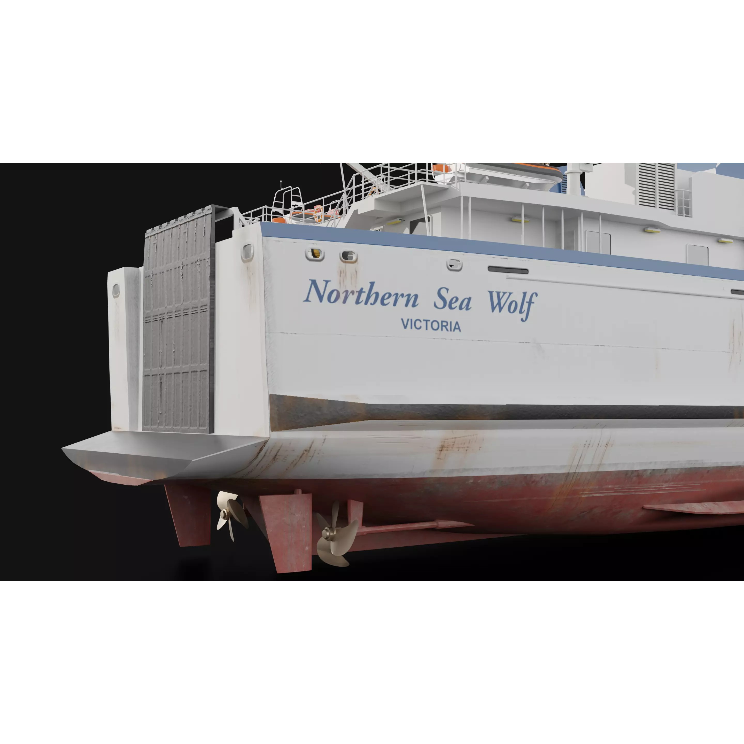 Passenger Ro-Ro Cargo Ship - Low-Poly Game-Ready 3D Model - View 13