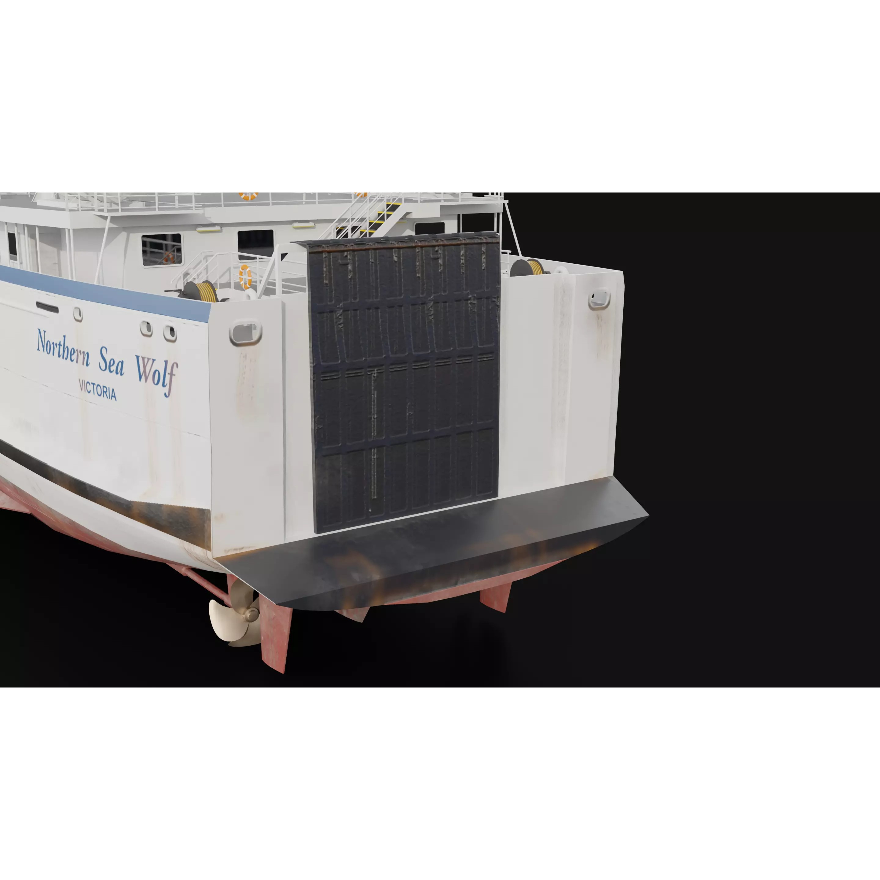 Passenger Ro-Ro Cargo Ship - Low-Poly Game-Ready 3D Model - View 14