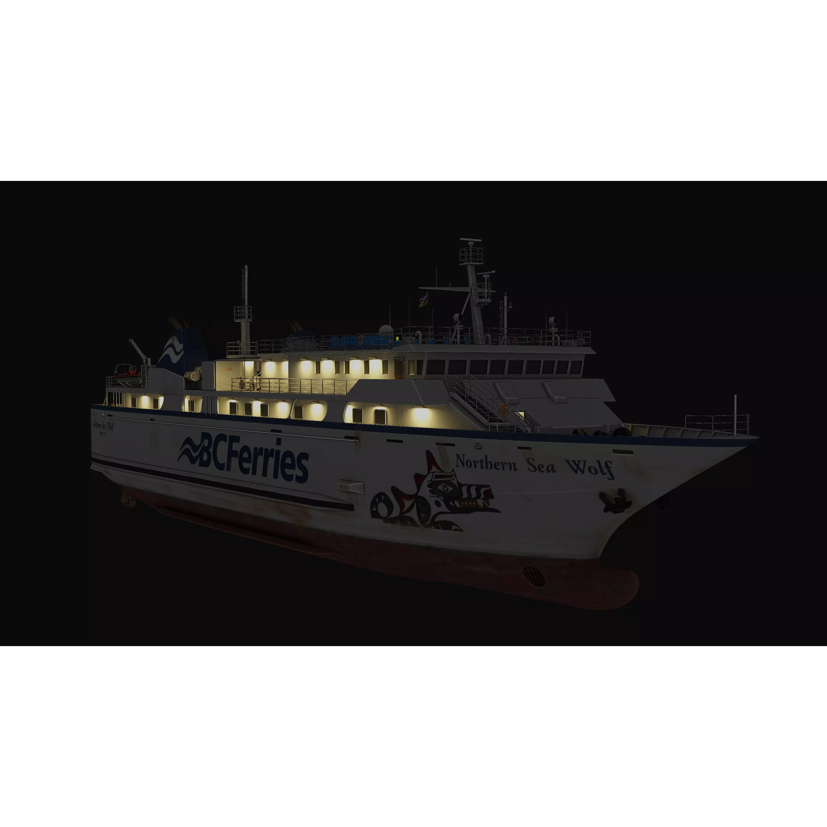 Passenger Ro-Ro Cargo Ship - Low-Poly Game-Ready 3D Model - View 15