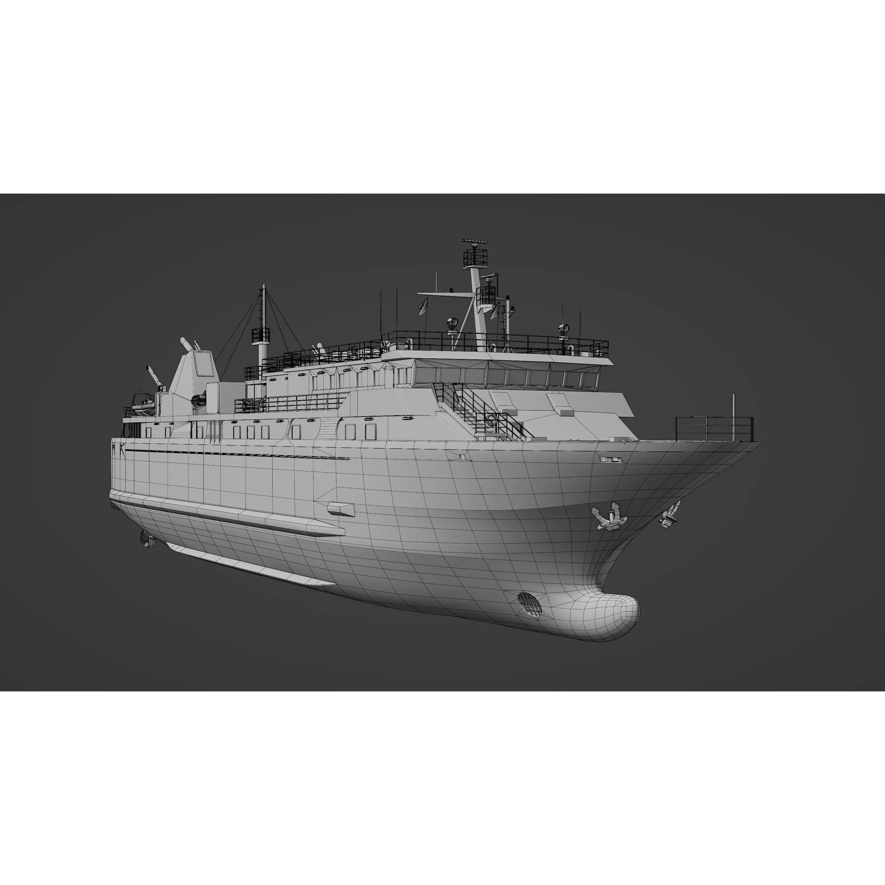 Passenger Ro-Ro Cargo Ship - Low-Poly Game-Ready 3D Model - View 19