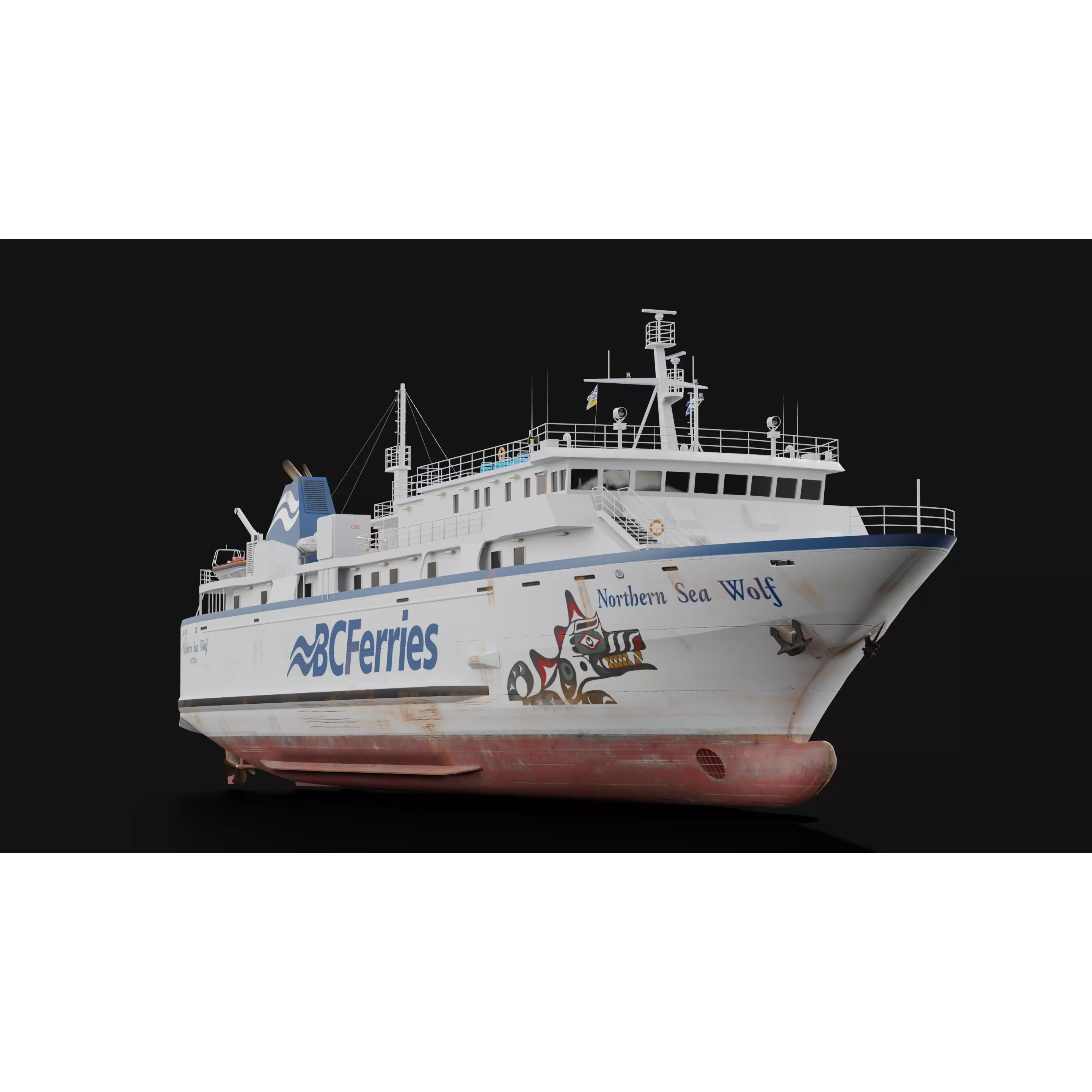 Passenger Ro-Ro Cargo Ship - Low-Poly Game-Ready 3D Model - View 2