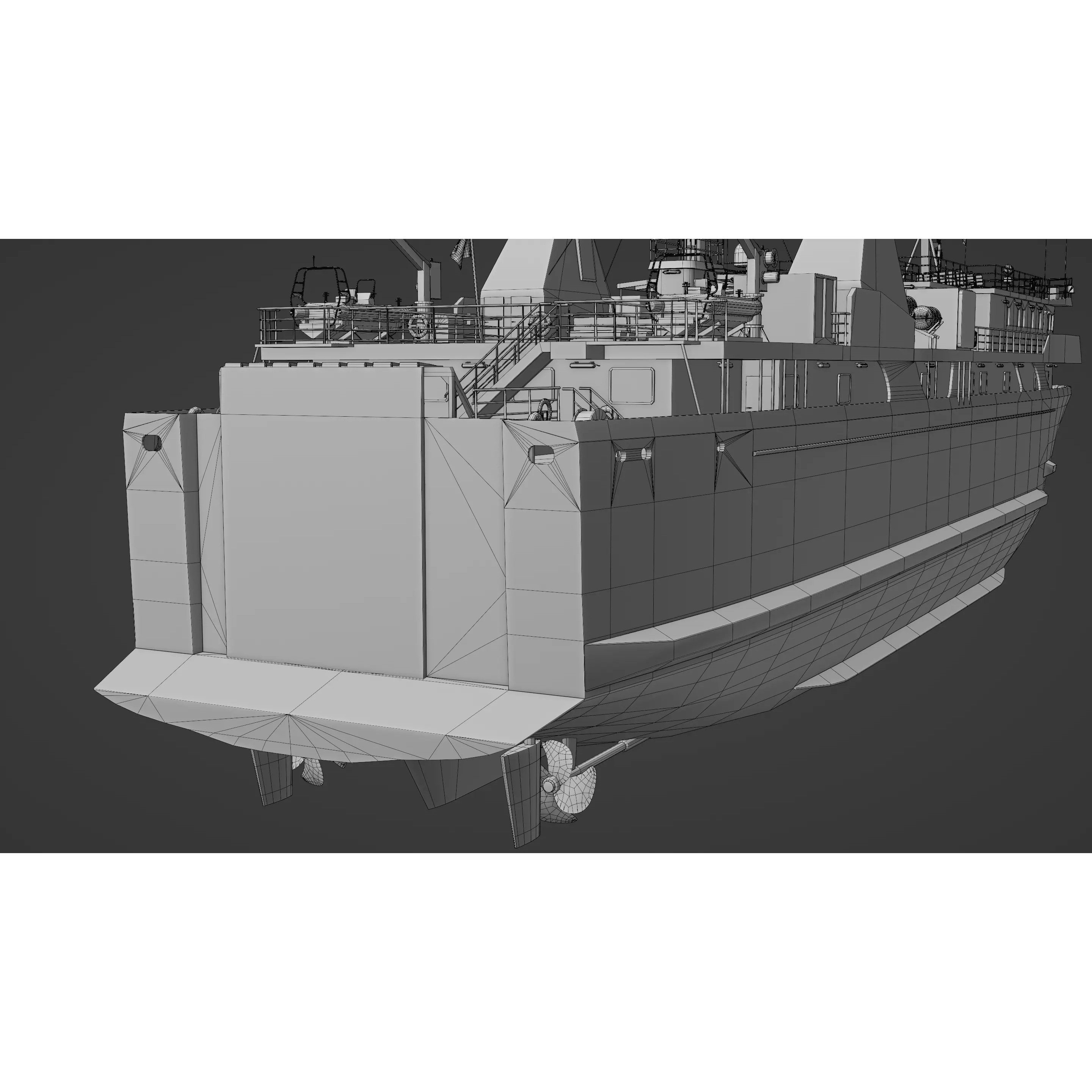 Passenger Ro-Ro Cargo Ship - Low-Poly Game-Ready 3D Model - View 20