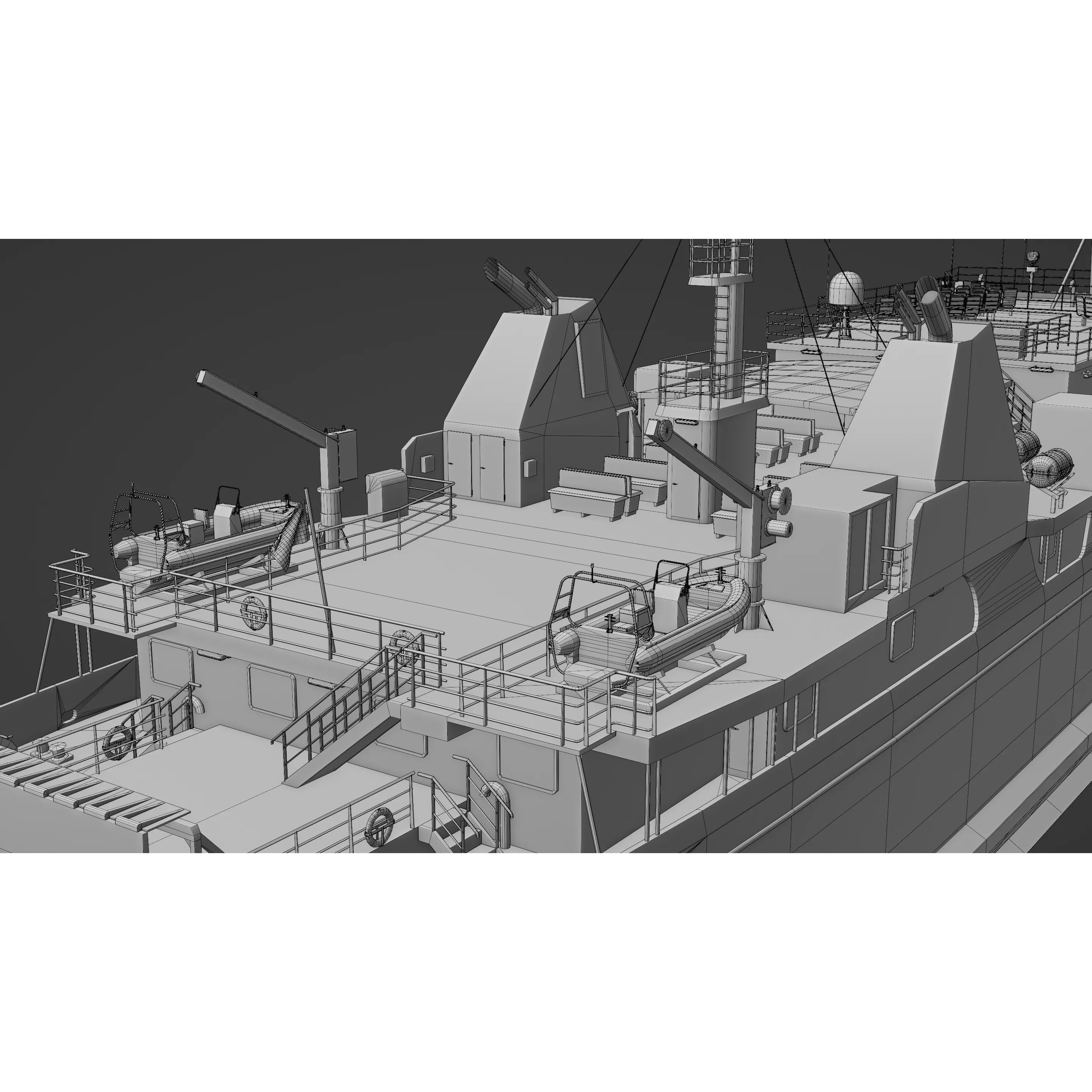 Passenger Ro-Ro Cargo Ship - Low-Poly Game-Ready 3D Model - View 21