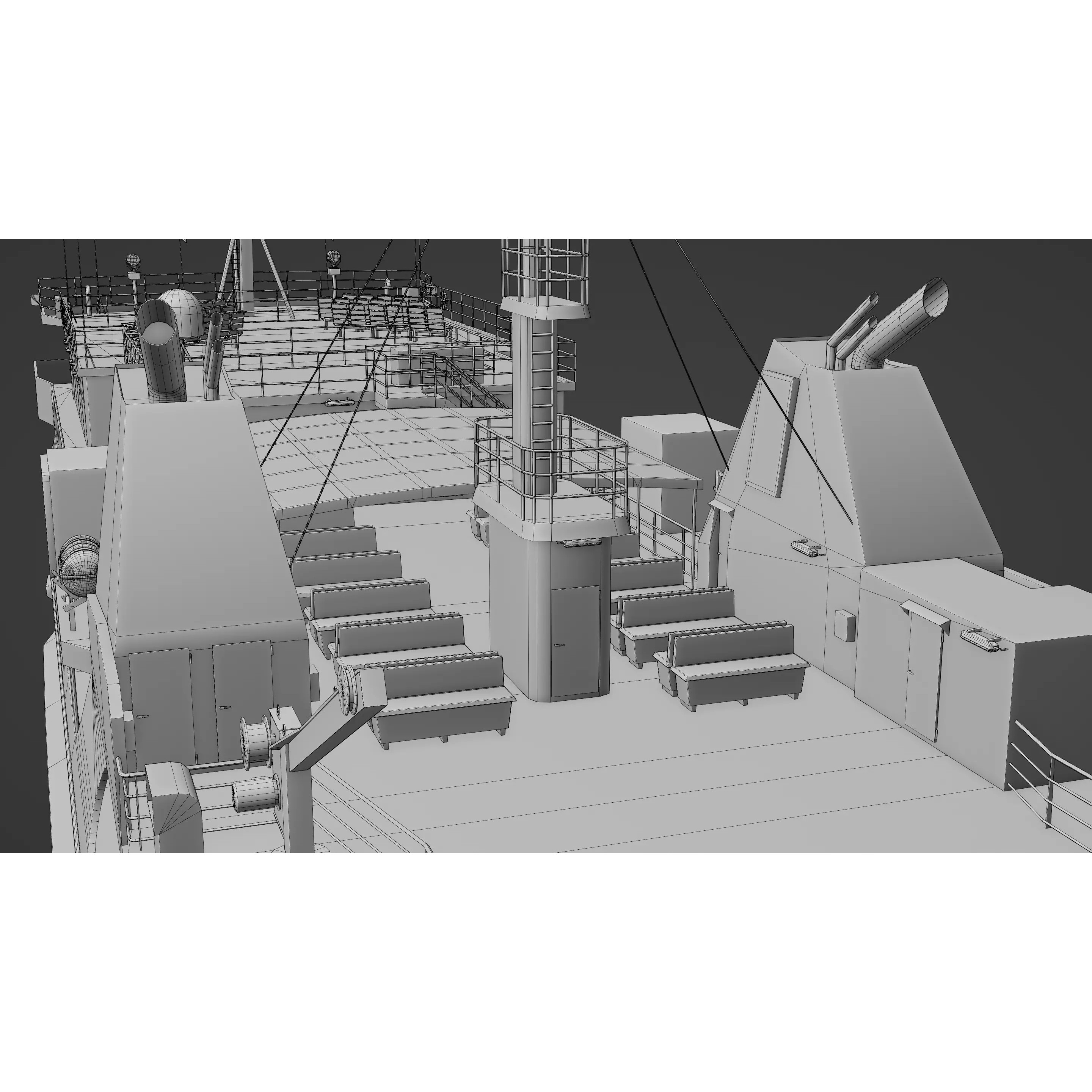 Passenger Ro-Ro Cargo Ship - Low-Poly Game-Ready 3D Model - View 22