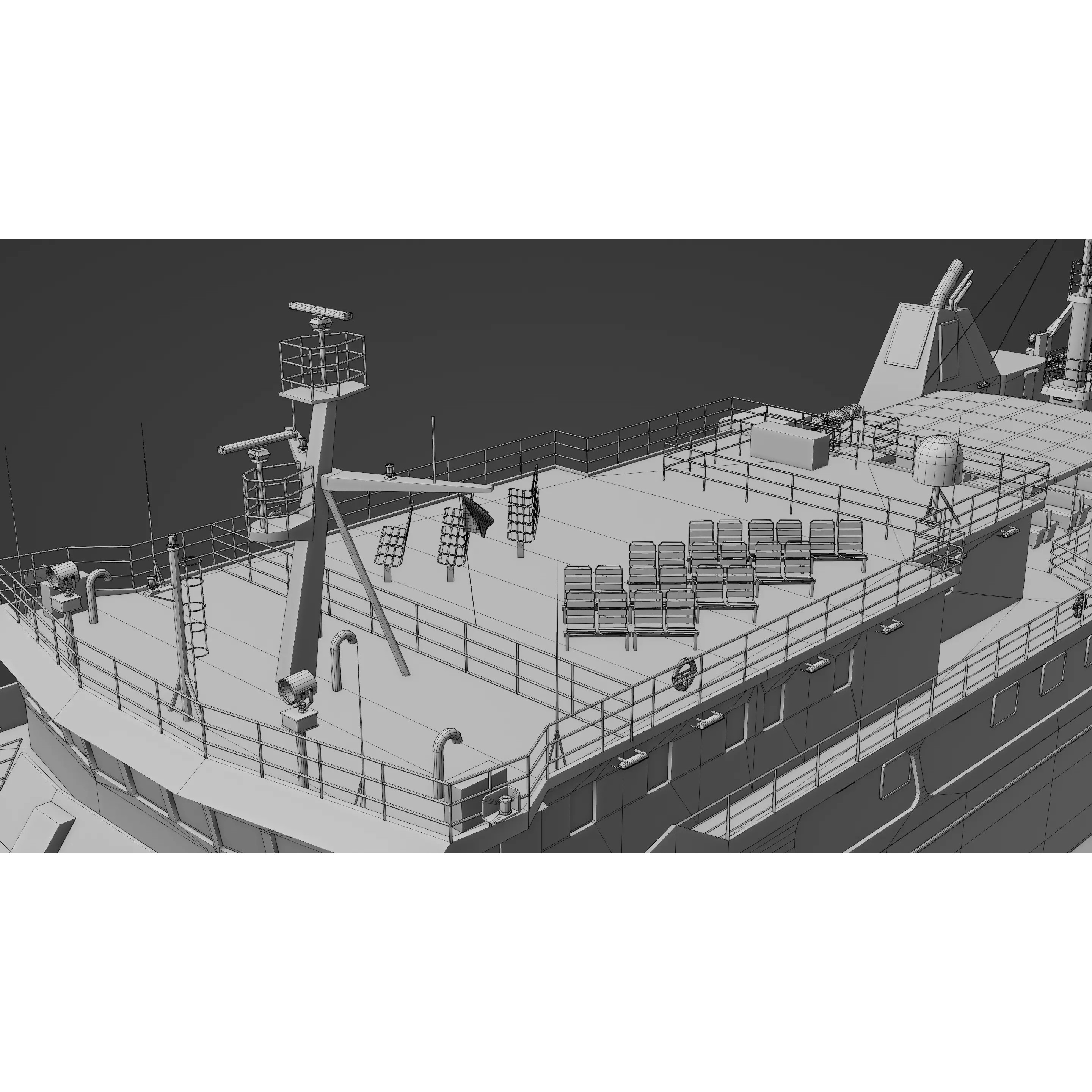 Passenger Ro-Ro Cargo Ship - Low-Poly Game-Ready 3D Model - View 23