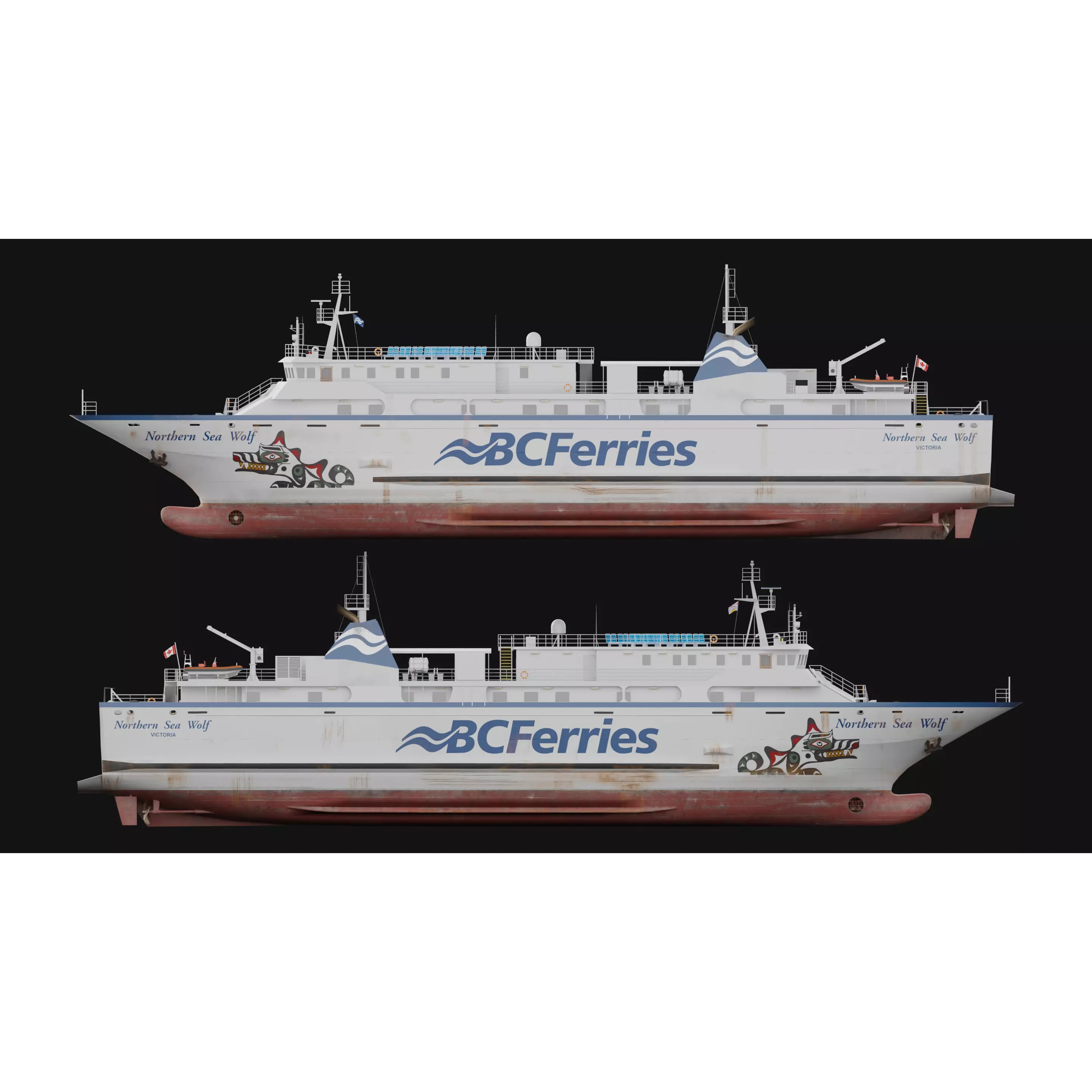 Passenger Ro-Ro Cargo Ship - Low-Poly Game-Ready 3D Model - View 4