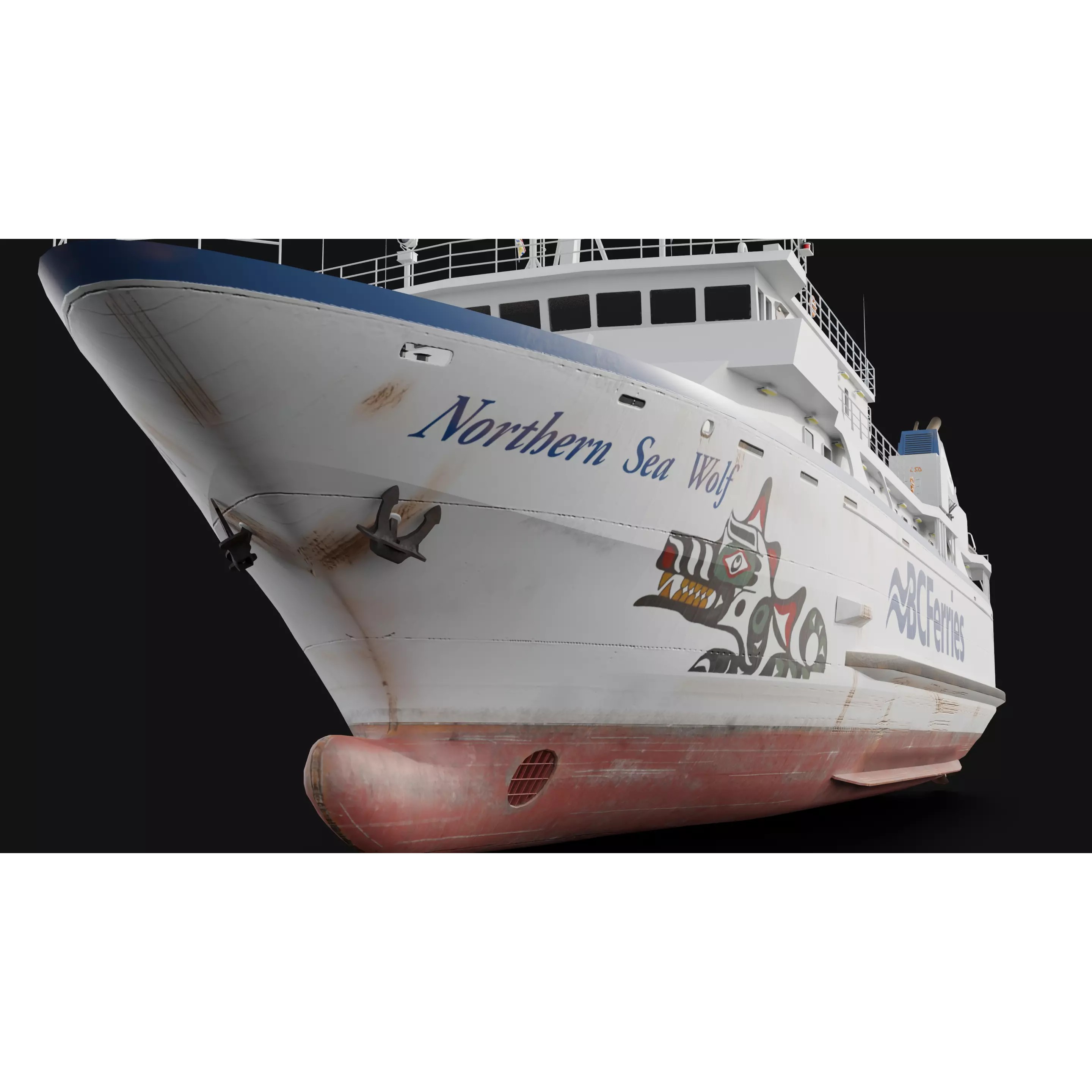 Passenger Ro-Ro Cargo Ship - Low-Poly Game-Ready 3D Model - View 6