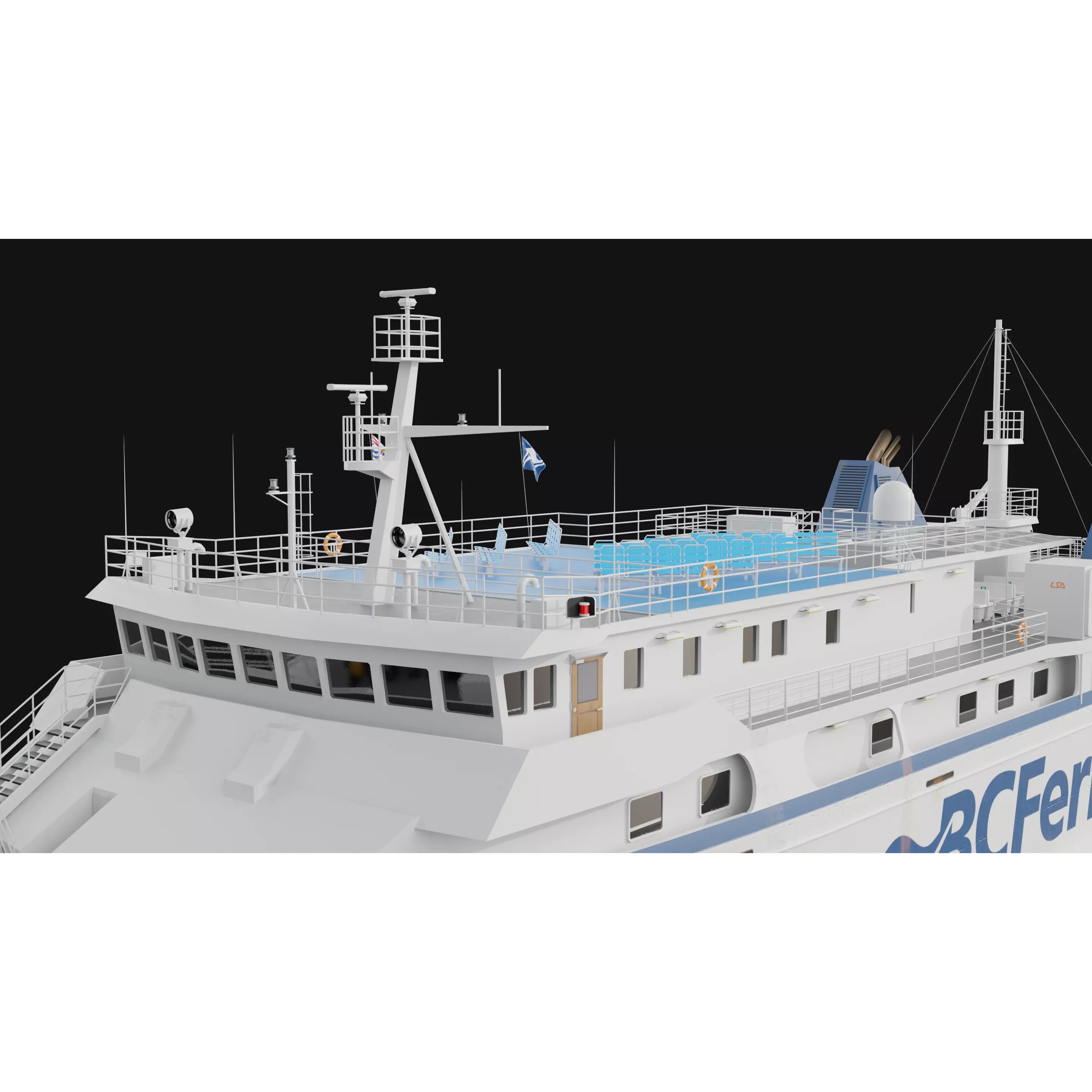 Passenger Ro-Ro Cargo Ship - Low-Poly Game-Ready 3D Model - View 8