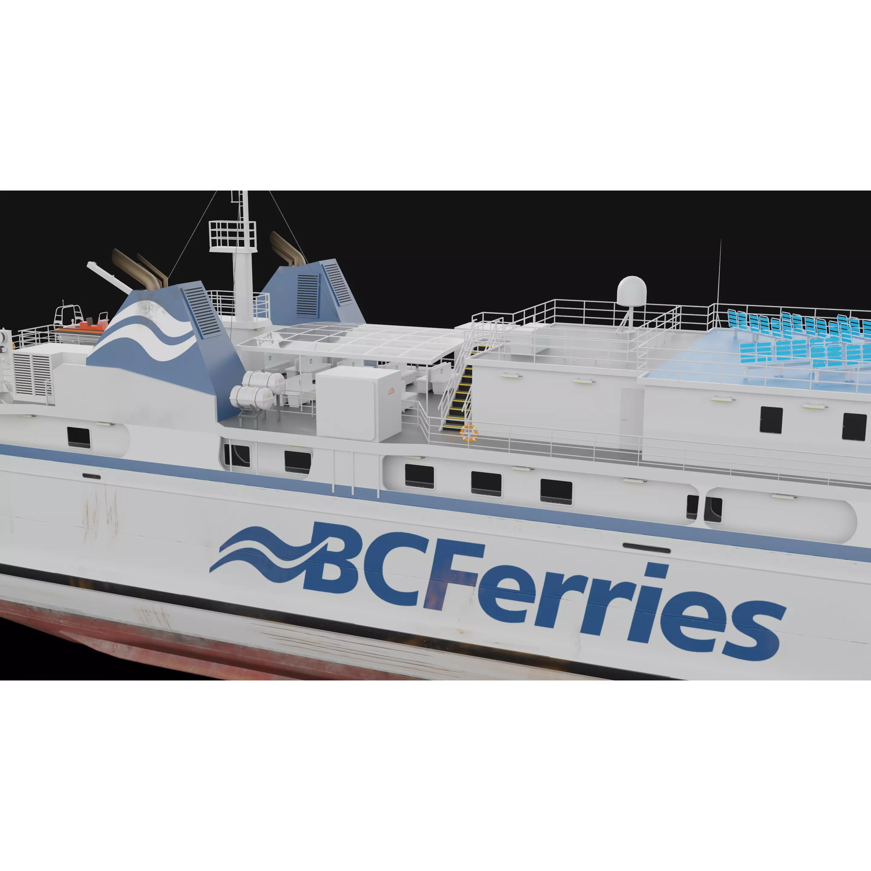 Passenger Ro-Ro Cargo Ship - Low-Poly Game-Ready 3D Model - View 9