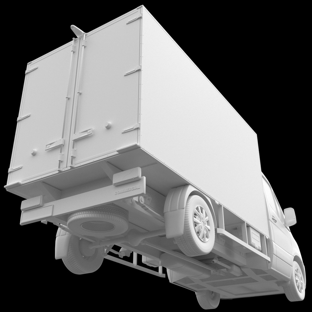 Generic Cargo Van 3D Model – Box Truck, Game-Ready FBX Formats - View 14