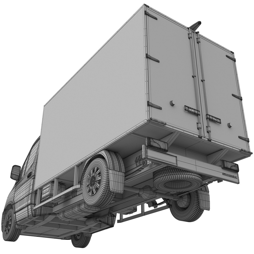 Generic Cargo Van 3D Model – Box Truck, Game-Ready FBX Formats - View 15