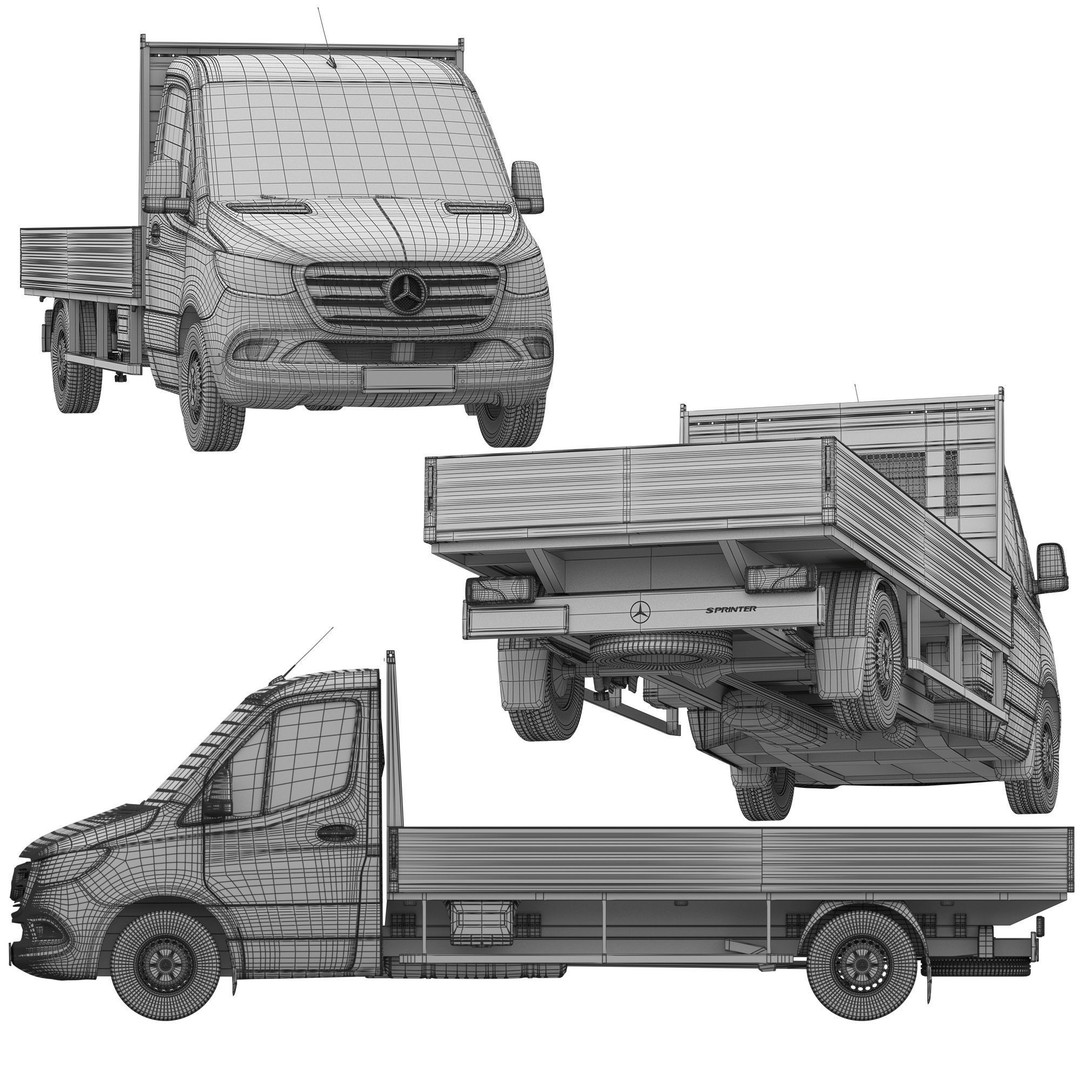 Mercedes-Benz Sprinter Chassis Cab L3 3D Model – High Poly Vehicle Asset, FBX - View 24