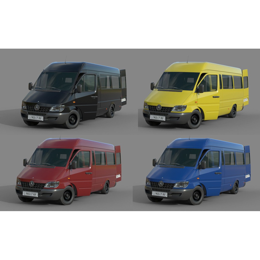 Mercedes Benz Sprinter 3D Model – Low Poly Game Ready Asset, FBX - View 3