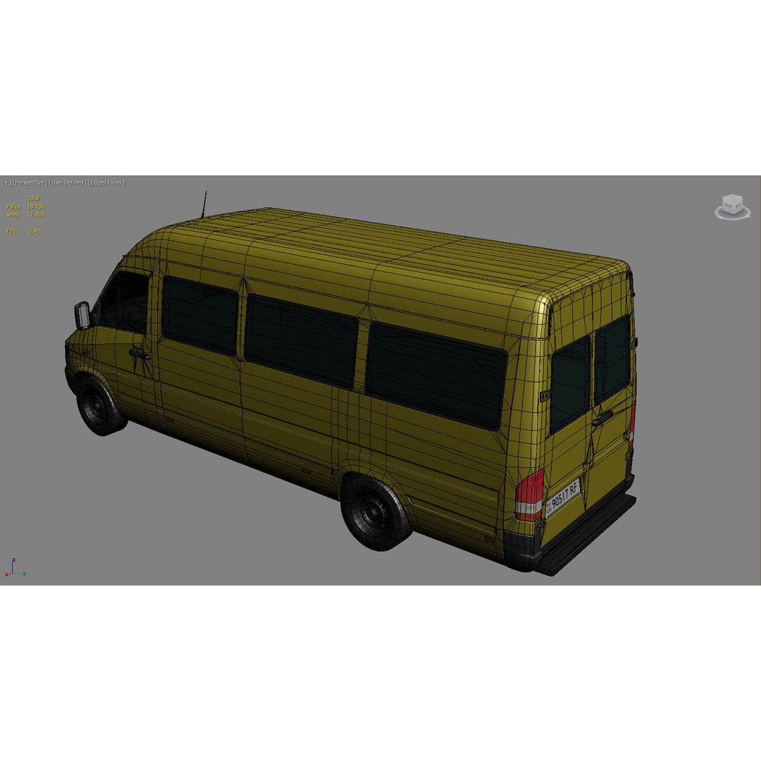 Mercedes Benz Sprinter 3D Model – Low Poly Game Ready Asset, FBX - View 8