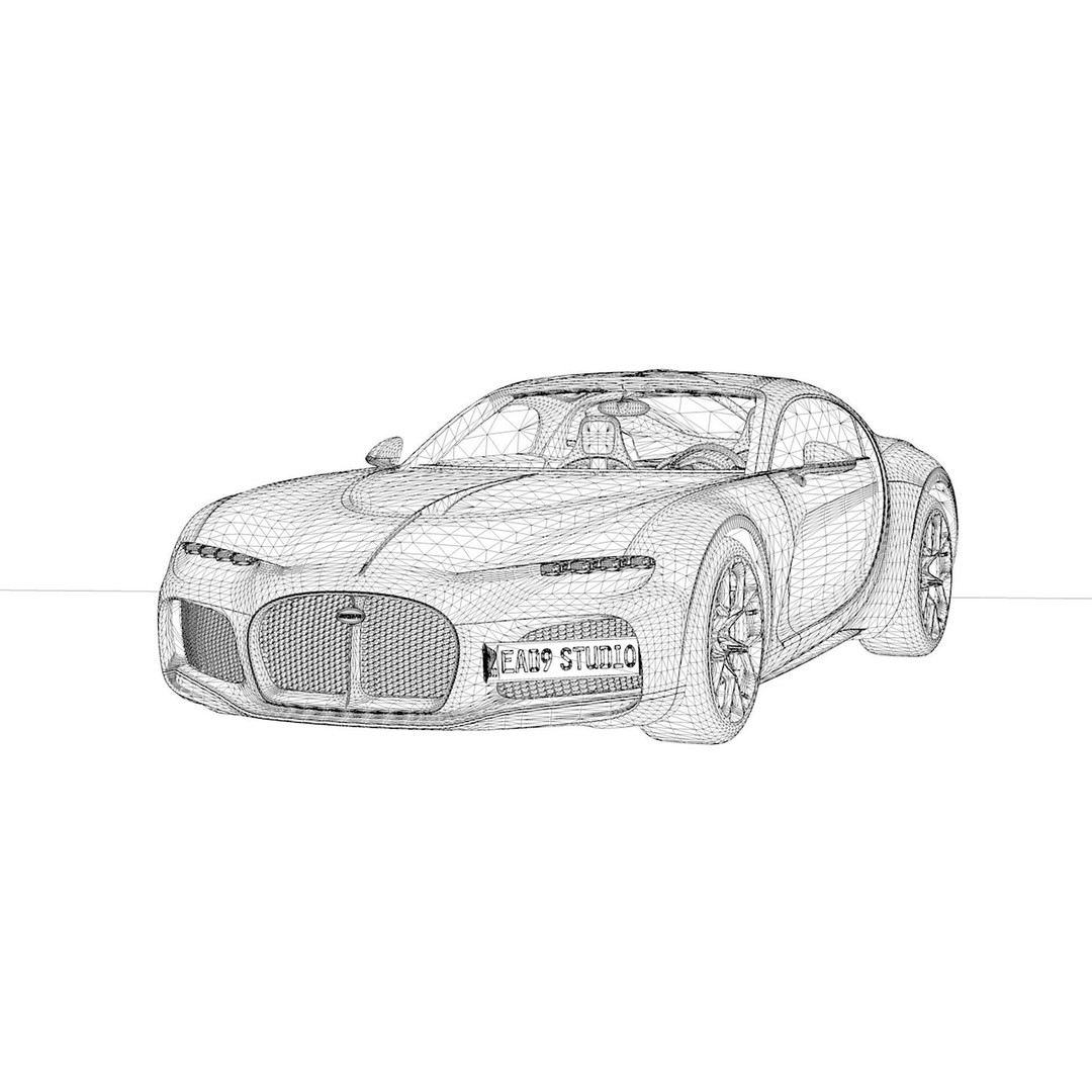 Bugatti Atlantic 3D Model – High Poly Concept Car, FBX, OBJ
