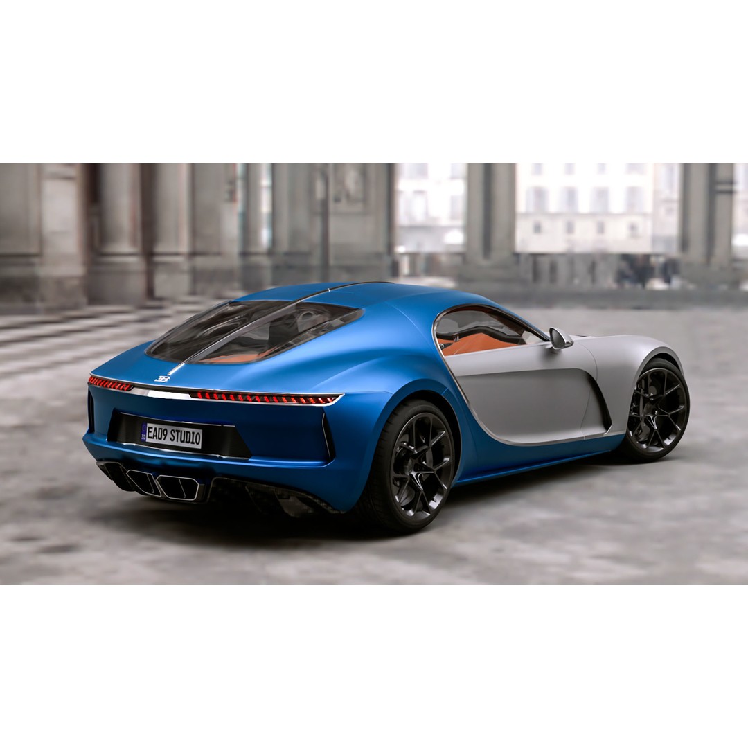 Bugatti Atlantic 3D Model – High Poly Concept Car, FBX, OBJ - View 3