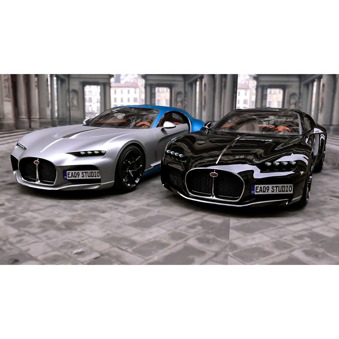 Bugatti Atlantic 3D Model – High Poly Concept Car, FBX, OBJ - View 5