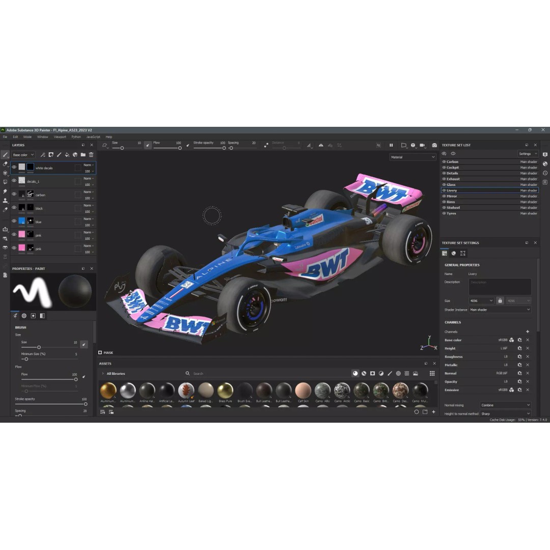 F1 Alpine A523 2023 3D Model – PBR Racing Car Asset, FBX, OBJ - View 19
