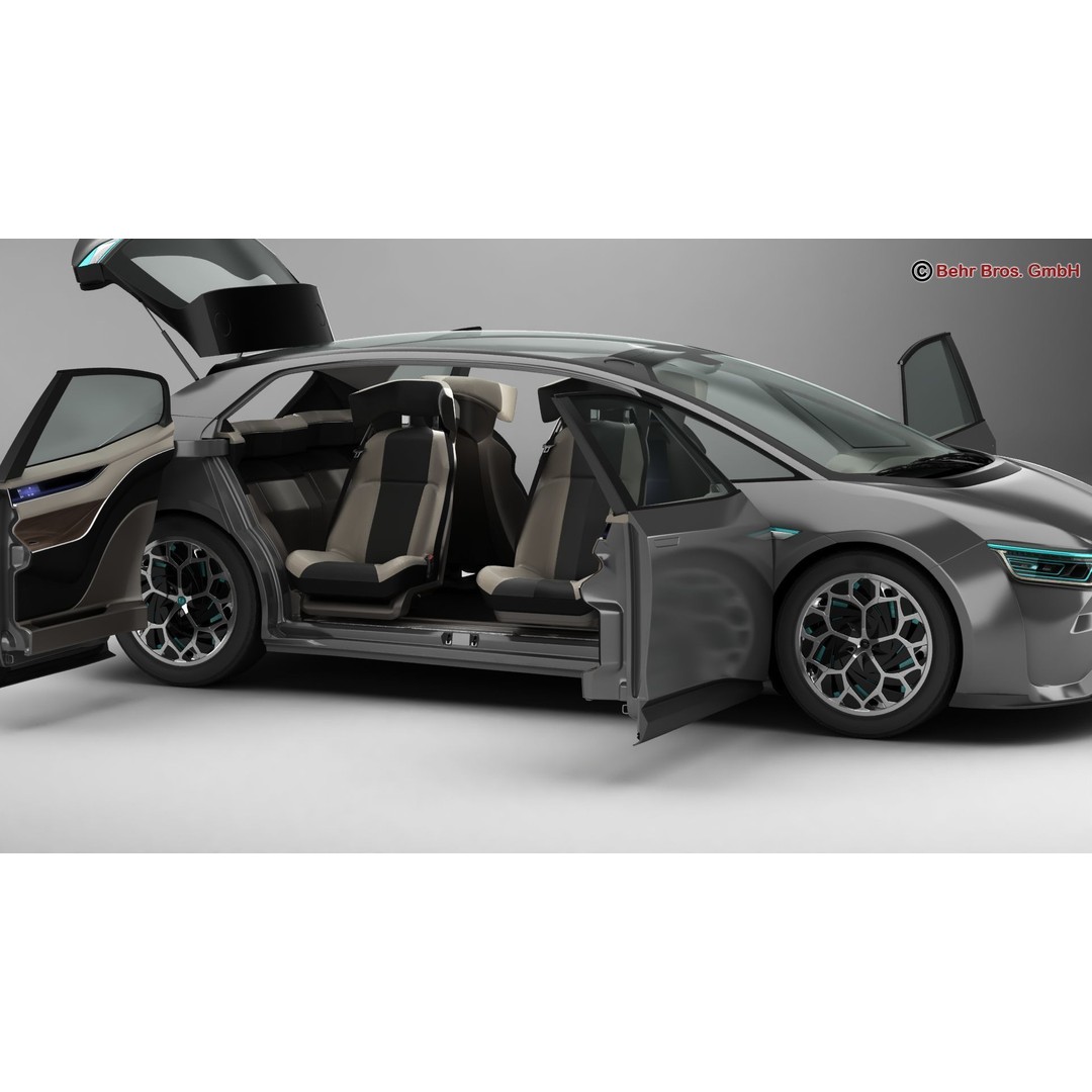 Generic Future EV 3D Model – High Poly Concept Car with Animated Features - View 4