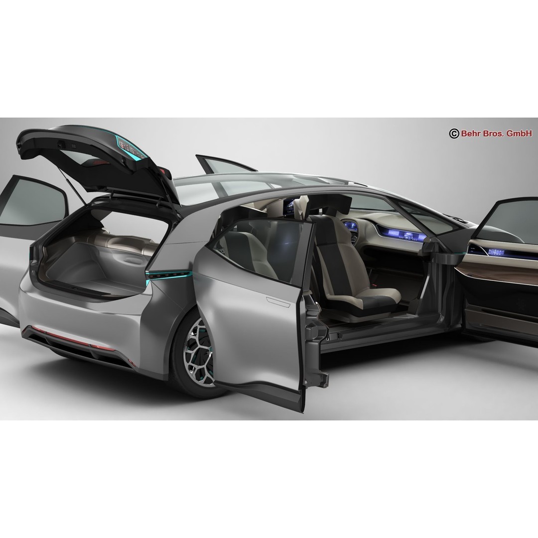 Generic Future EV 3D Model – High Poly Concept Car with Animated Features - View 6