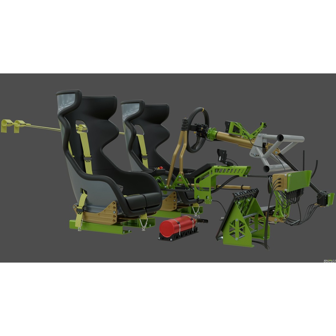 Rally Car Interior Parts 3D Model – High Poly Realistic Design, FBX - View 10