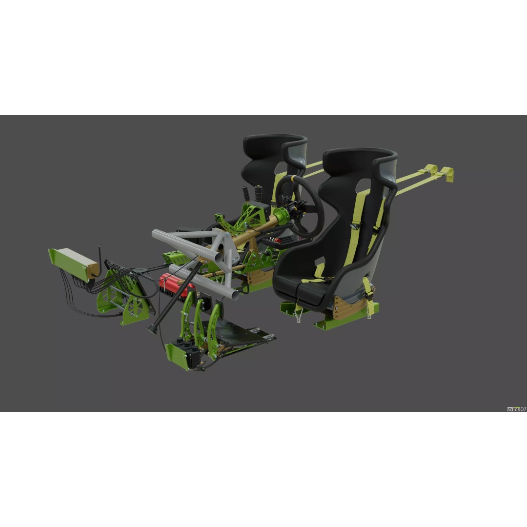 Rally Car Interior Parts 3D Model – High Poly Realistic Design, FBX - View 2