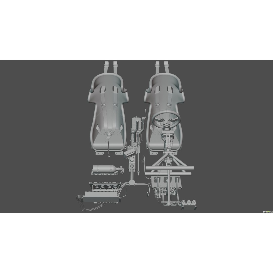 Rally Car Interior Parts 3D Model – High Poly Realistic Design, FBX - View 30