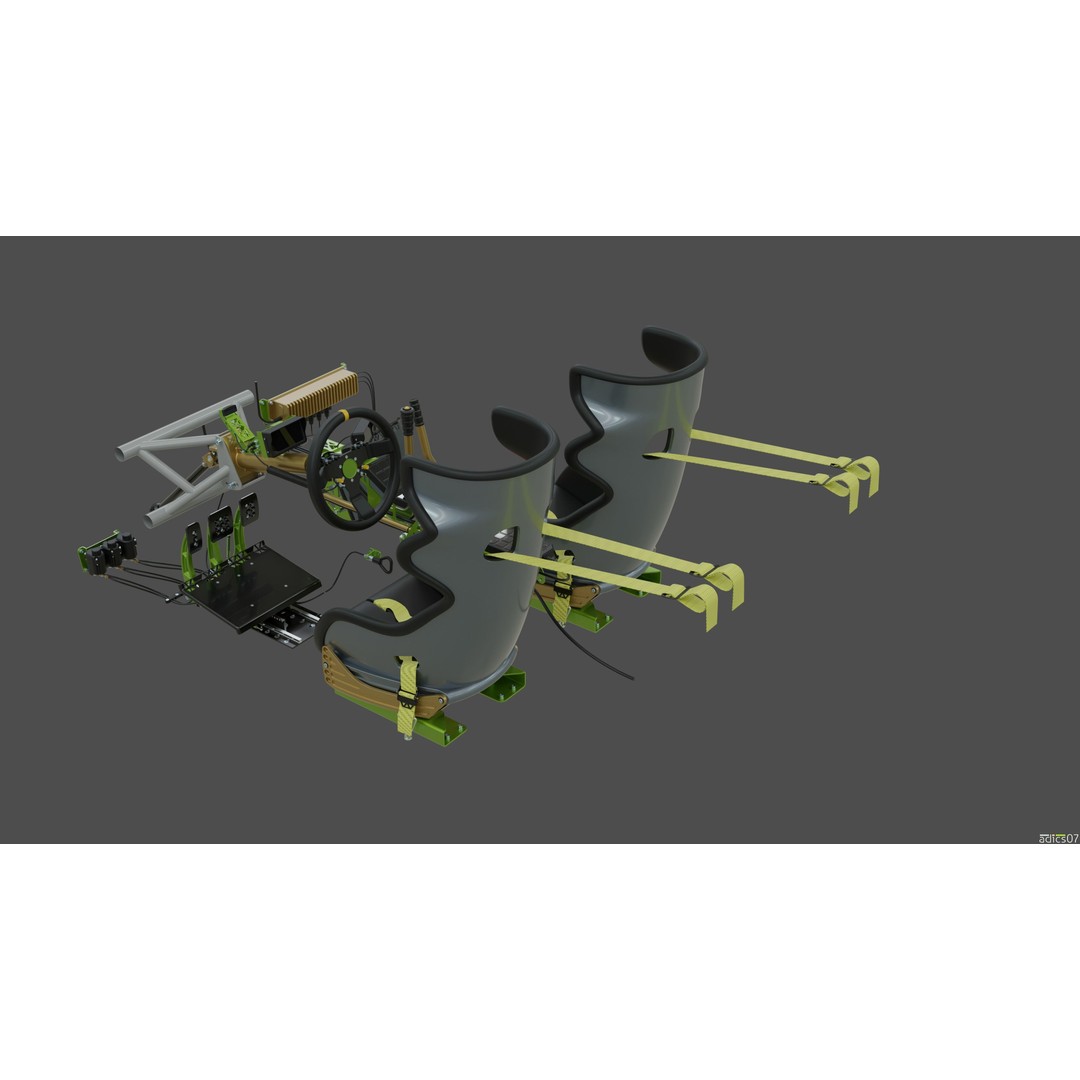Rally Car Interior Parts 3D Model – High Poly Realistic Design, FBX - View 4