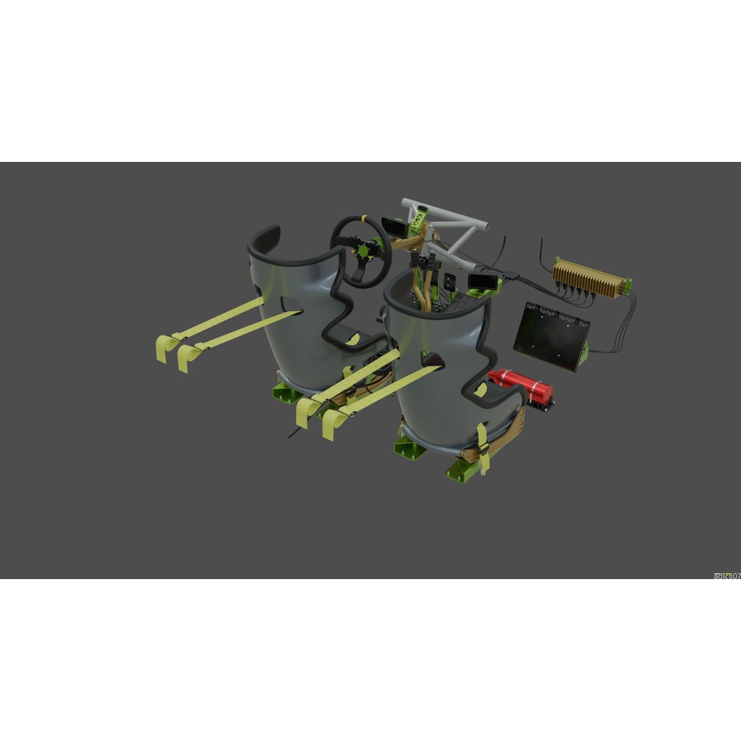 Rally Car Interior Parts 3D Model – High Poly Realistic Design, FBX - View 5