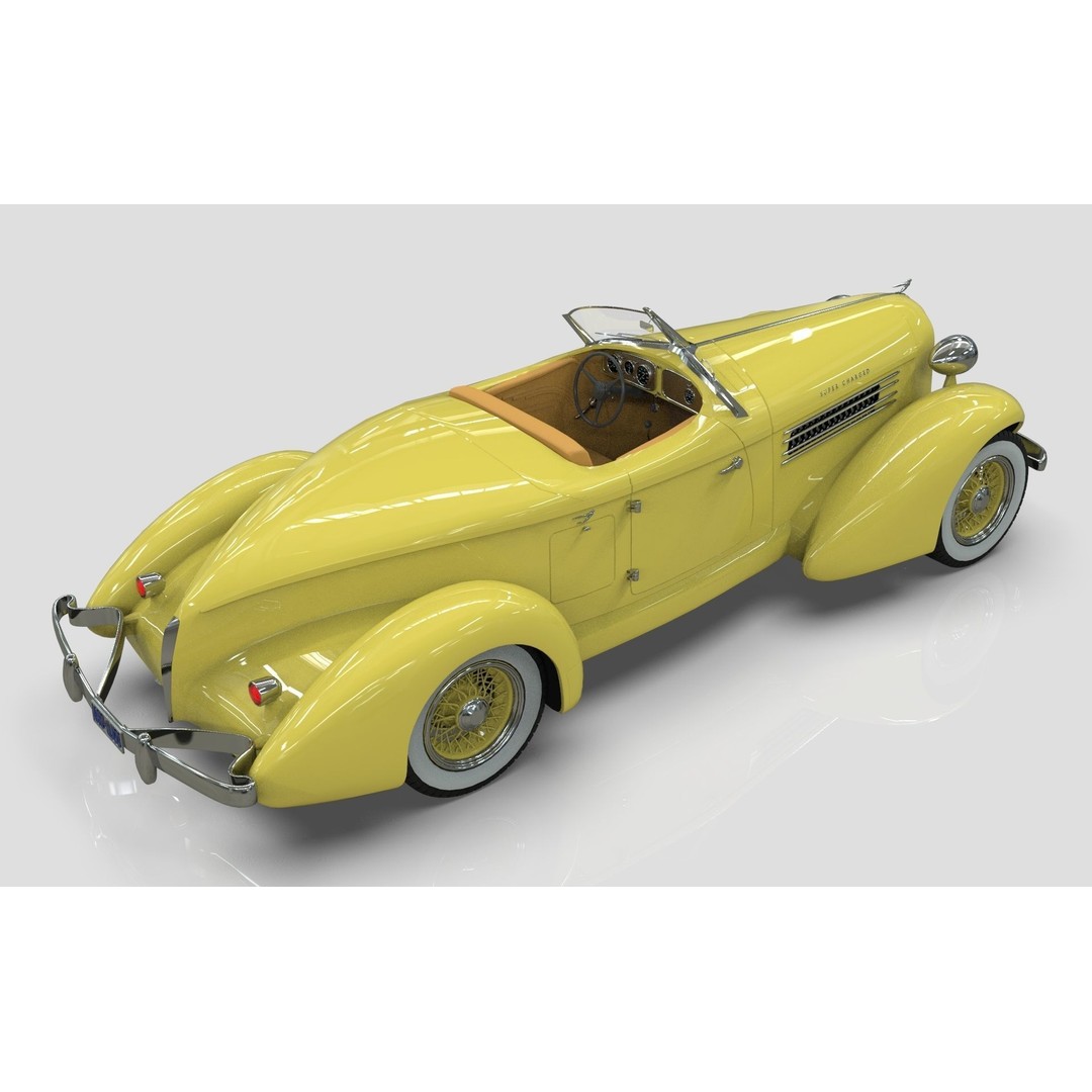 Auburn 851 Speedster 1934 3D Model – Midpoly Classic Vehicle, Blender - View 10