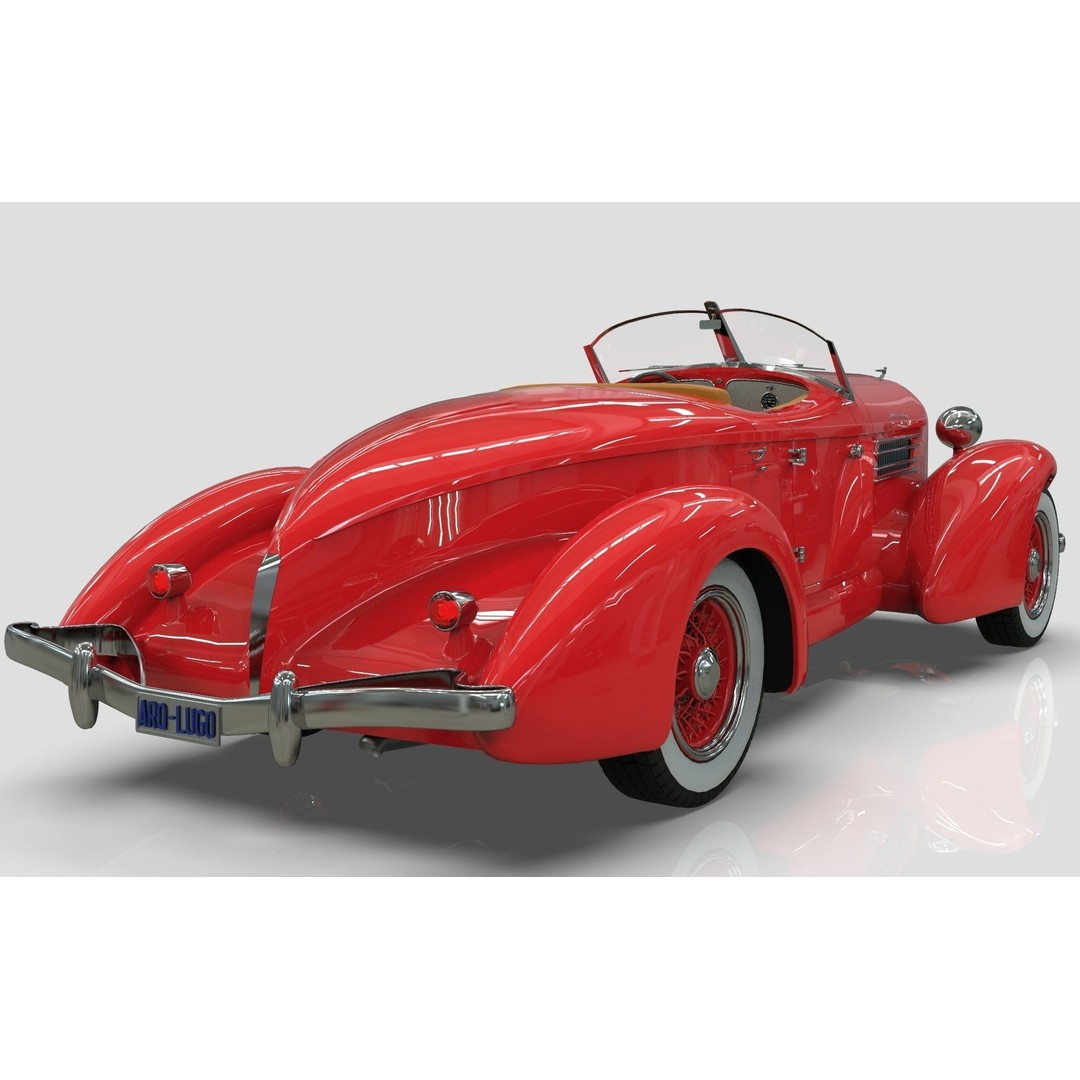 Auburn 851 Speedster 1934 3D Model – Midpoly Classic Vehicle, Blender - View 13