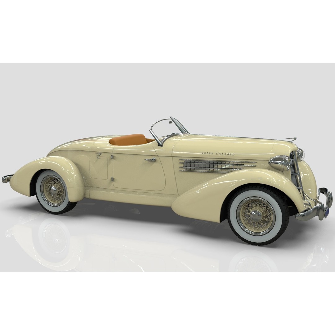 Auburn 851 Speedster 1934 3D Model – Midpoly Classic Vehicle, Blender - View 14