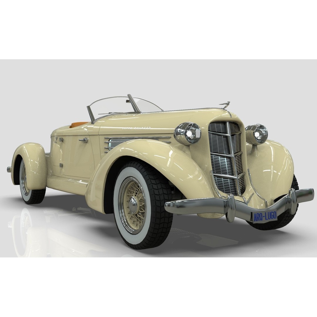 Auburn 851 Speedster 1934 3D Model – Midpoly Classic Vehicle, Blender - View 15