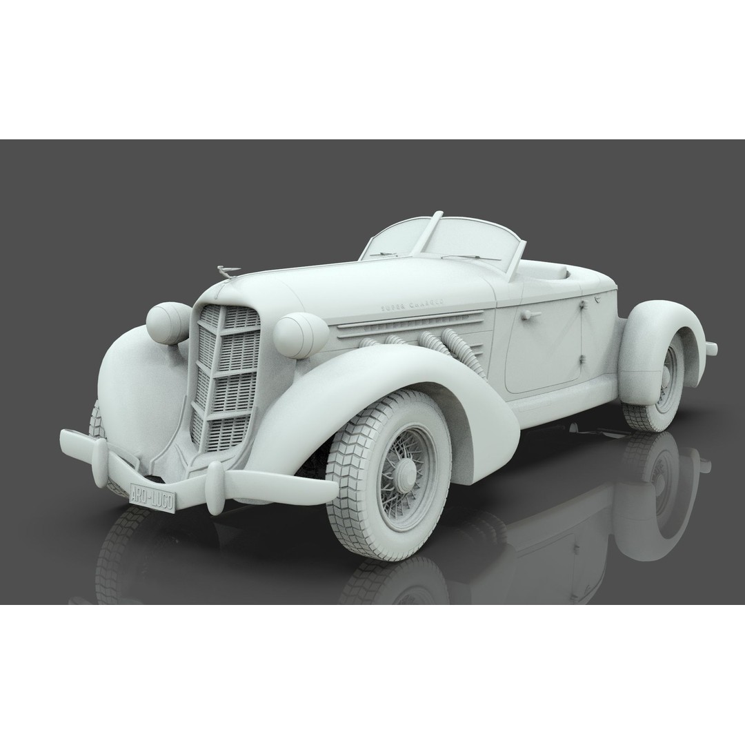 Auburn 851 Speedster 1934 3D Model – Midpoly Classic Vehicle, Blender - View 16