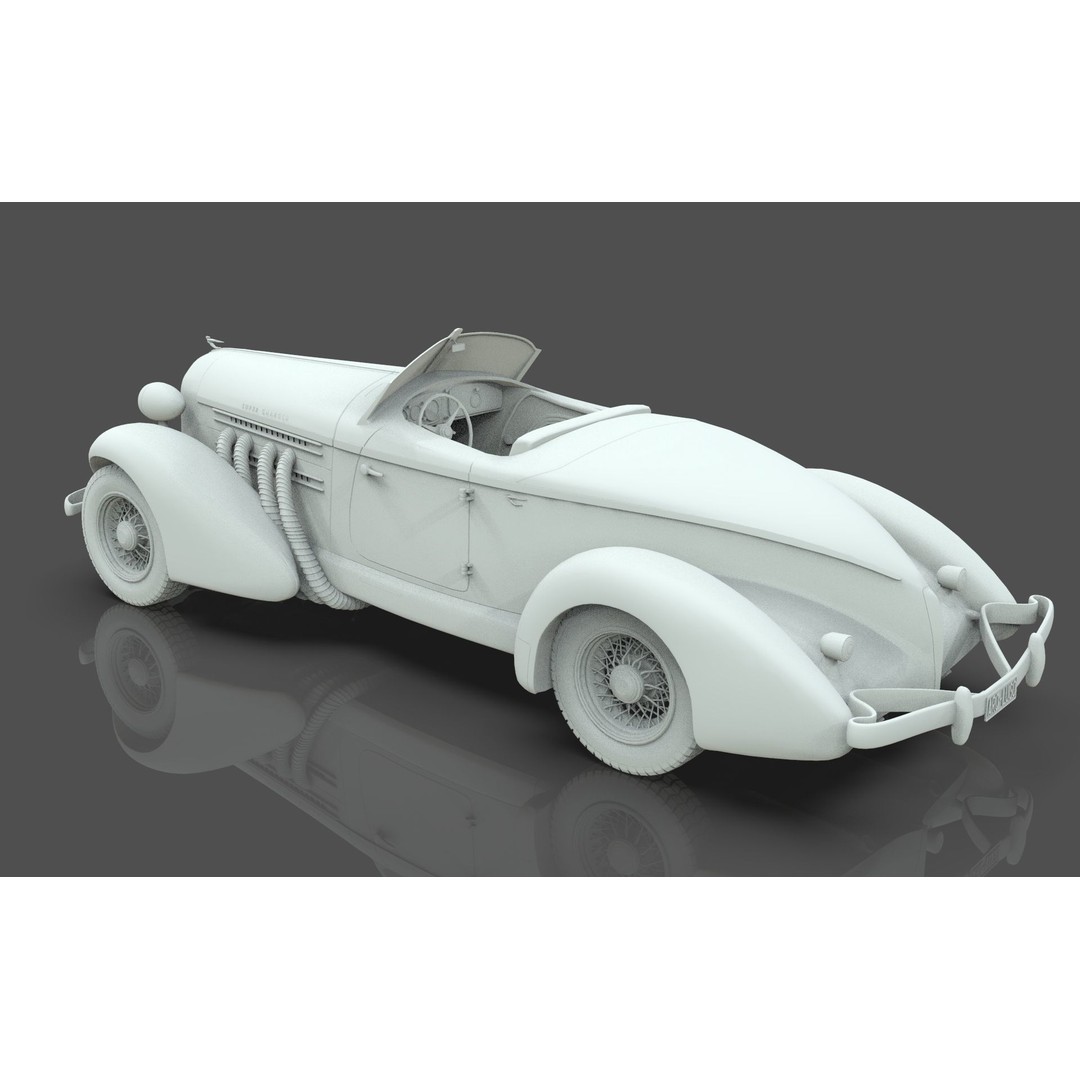 Auburn 851 Speedster 1934 3D Model – Midpoly Classic Vehicle, Blender - View 17
