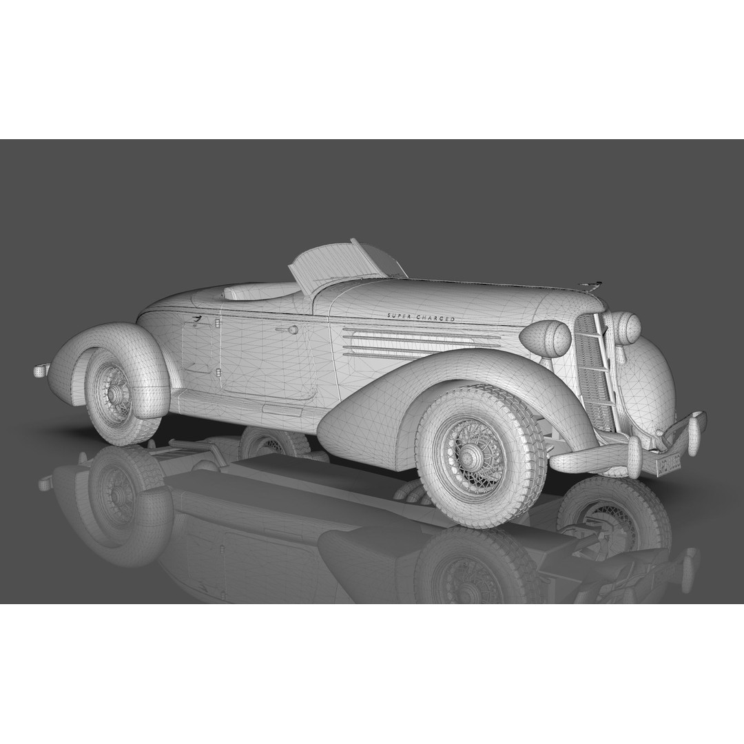 Auburn 851 Speedster 1934 3D Model – Midpoly Classic Vehicle, Blender - View 18