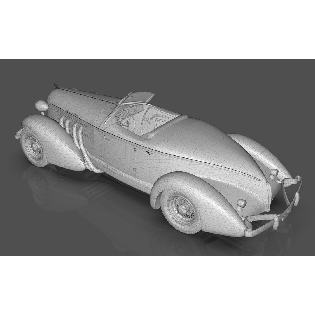 Auburn 851 Speedster 1934 3D Model – Midpoly Classic Vehicle, Blender - View 19