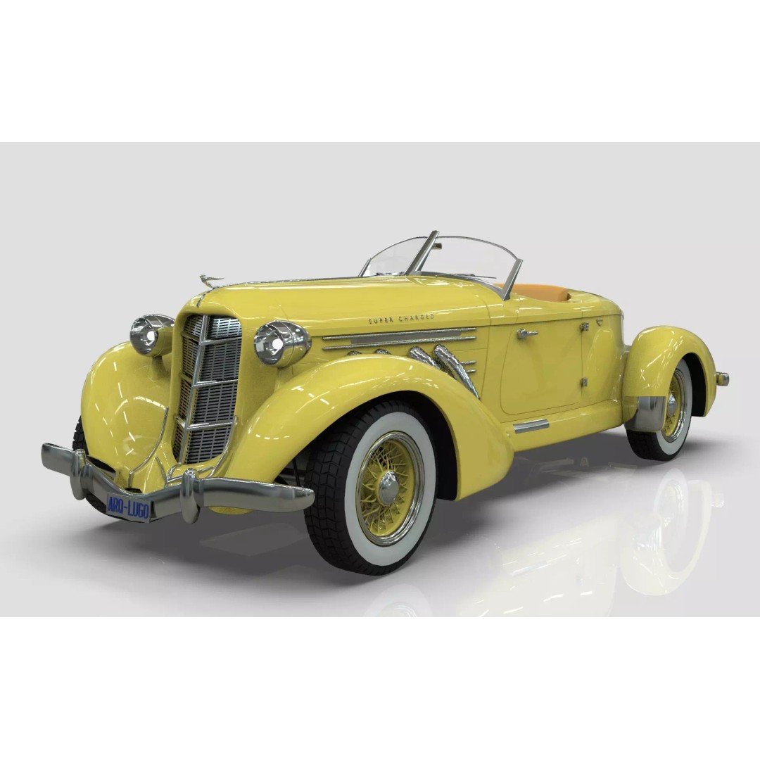 Auburn 851 Speedster 1934 3D Model – Midpoly Classic Vehicle, Blender - View 2