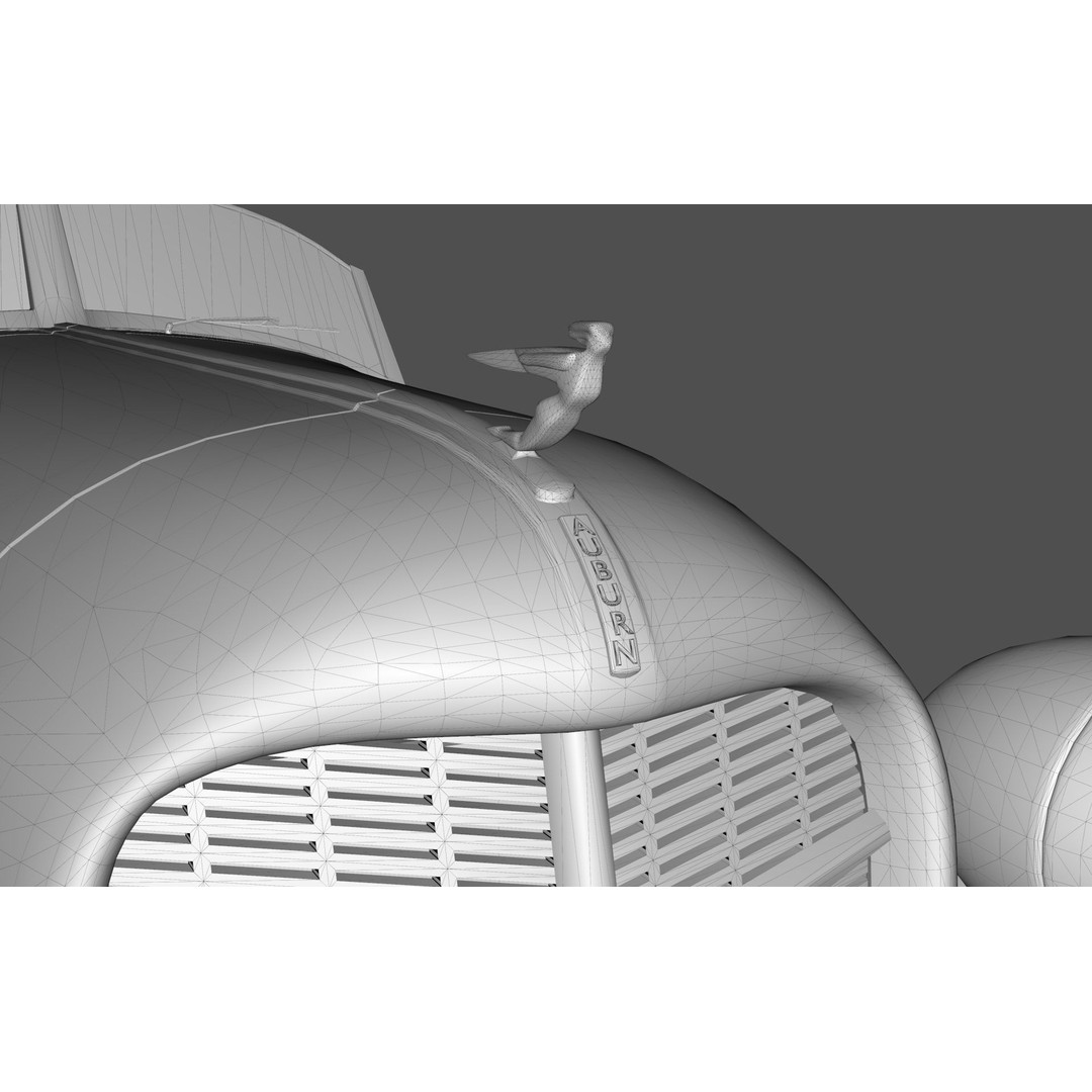 Auburn 851 Speedster 1934 3D Model – Midpoly Classic Vehicle, Blender - View 23