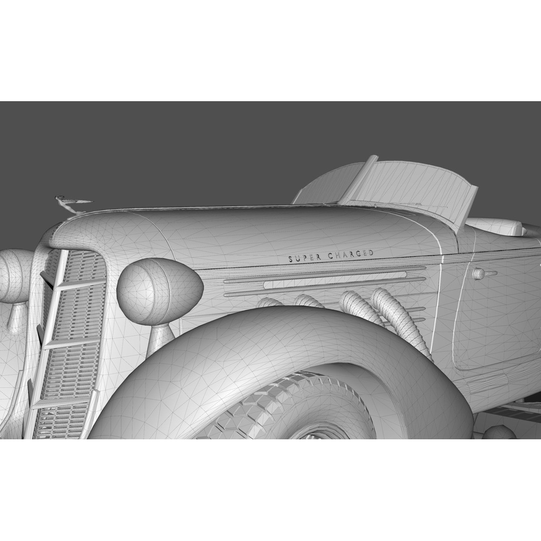 Auburn 851 Speedster 1934 3D Model – Midpoly Classic Vehicle, Blender - View 24