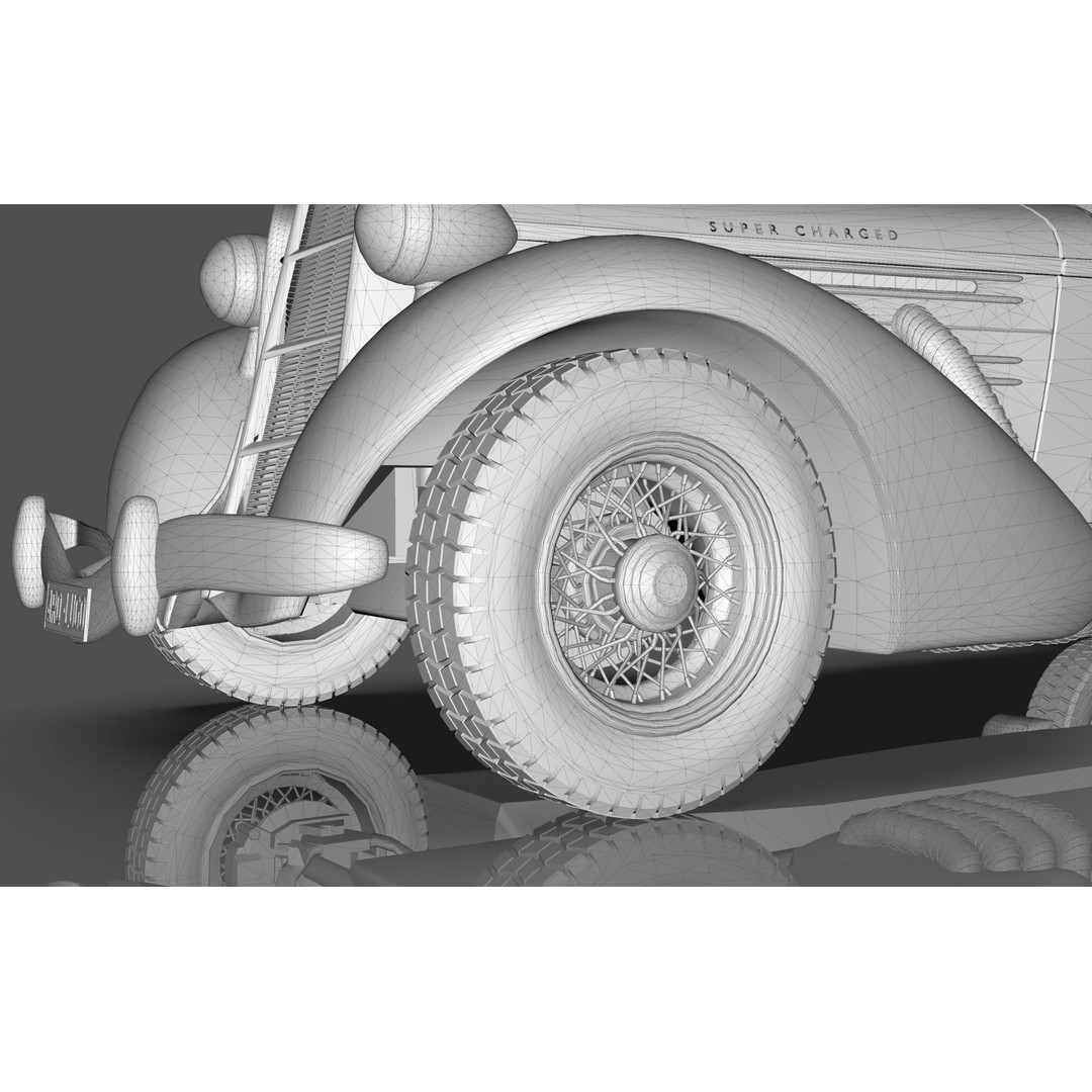 Auburn 851 Speedster 1934 3D Model – Midpoly Classic Vehicle, Blender - View 25