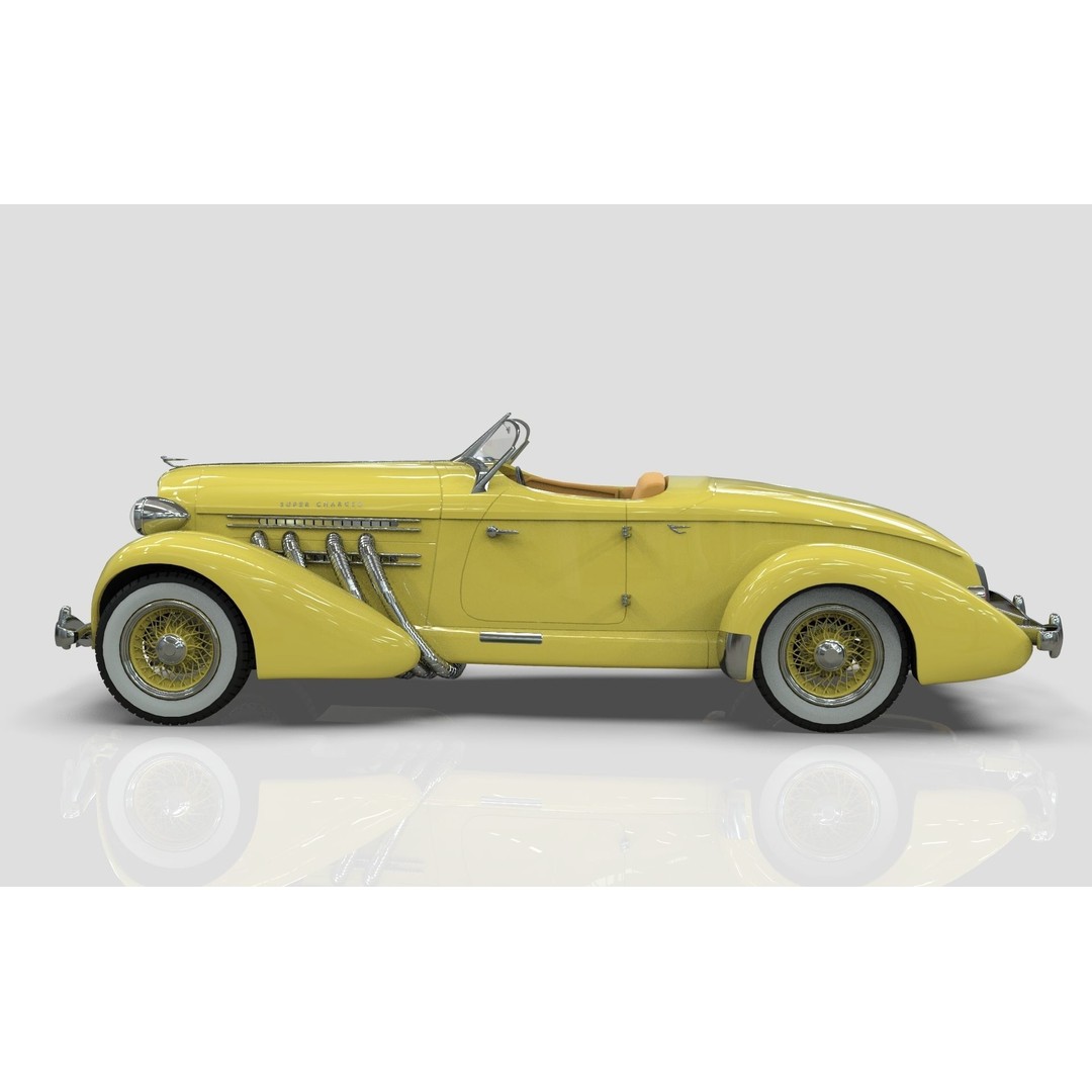 Auburn 851 Speedster 1934 3D Model – Midpoly Classic Vehicle, Blender - View 3
