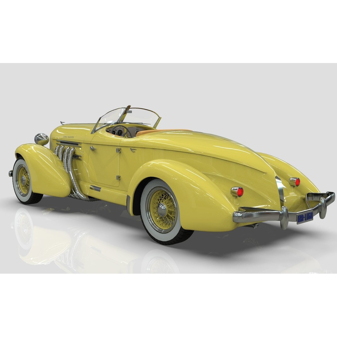 Auburn 851 Speedster 1934 3D Model – Midpoly Classic Vehicle, Blender - View 4